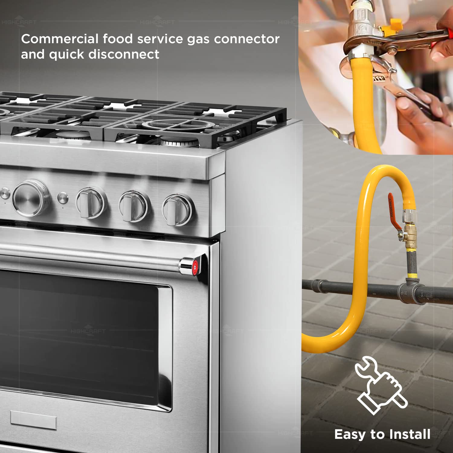 ftgc-bl34 – 36 N 36 Inch Flexible de largo servicio de alimentos con revestimiento de PVC Conector de Gas con interior de 3/4 pulgadas de diámetro y 3/4 pulgadas x 3/4 pulgadas MIP conecta, tubo de acero inoxidable trenzado, resistencia a la corrosión