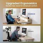 HUANUO 32 x 21 inch Small Electric Standing Desk with 2 Drawers, C-Clamp Mount Compatible, Height Adjustable Sit Stand Desk, Home Office Stand Up Desk with 4 Memory Height Settings, Light Walnut