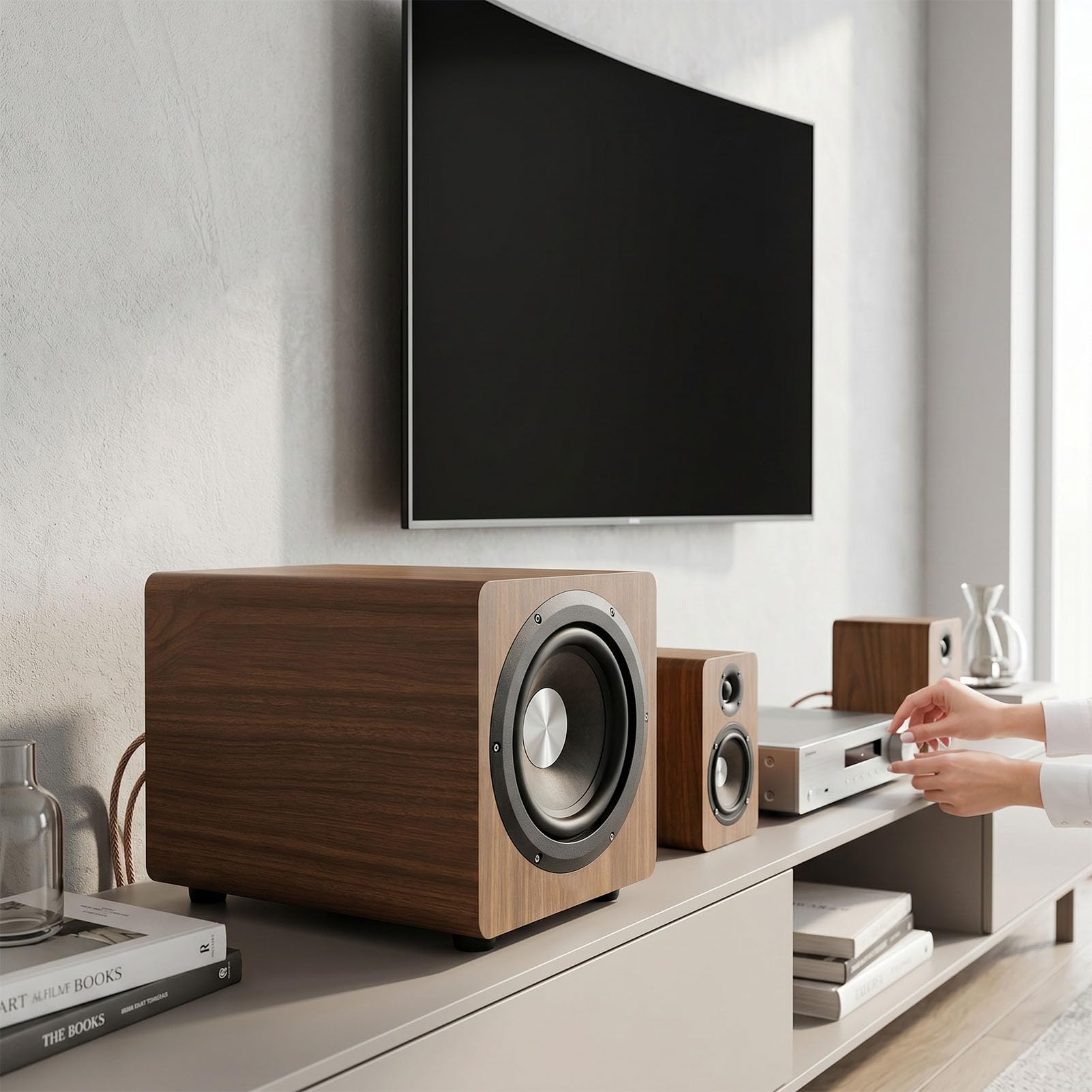 Subwoofer attivo da 6,5 ​​pollici e 100 W, colore rovere (Spina europea)
