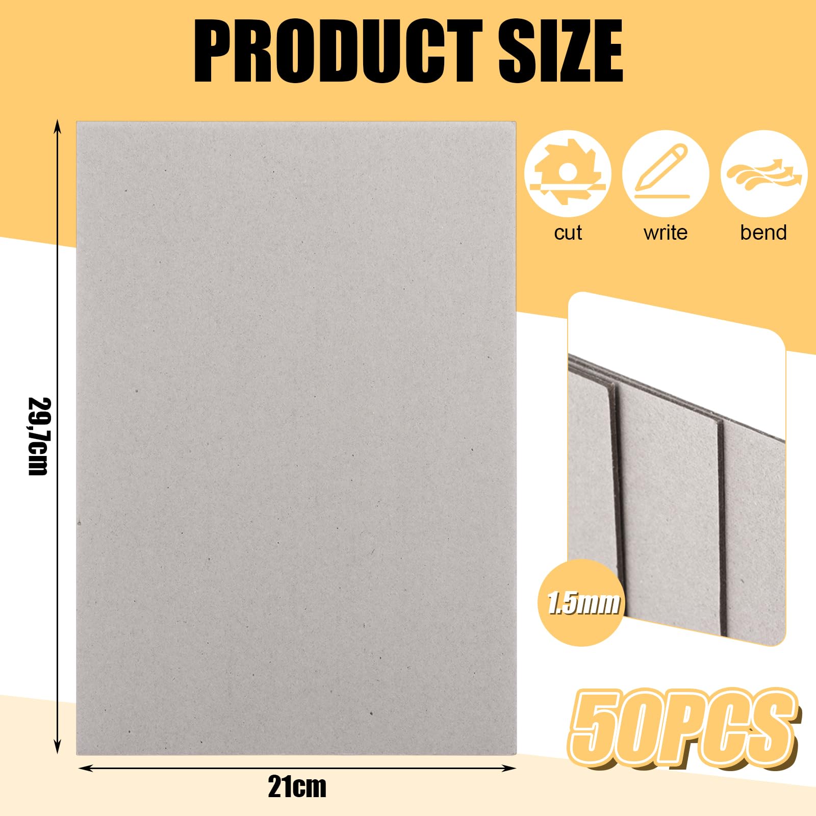 50 pezzi A4 cartone grigio