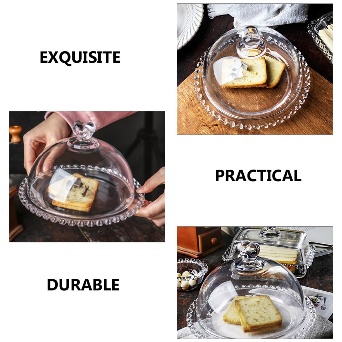 Bandeja de Vidrio para Servir con Cubierta de Cristal Transparente, Soporte para Pasteles y Cupcakes, Plato Redondo de 30 Cm para Postres y Exhibición en Fiestas