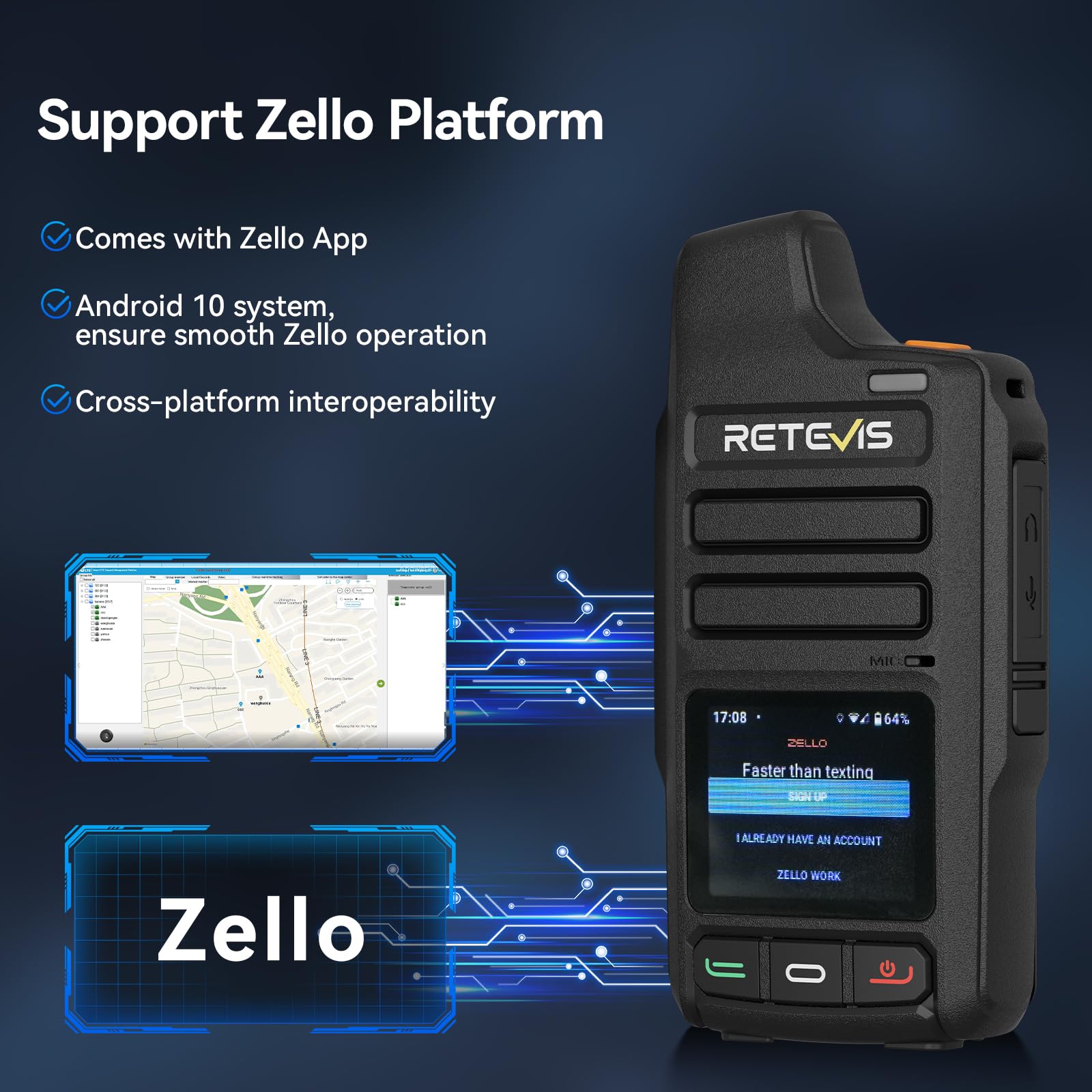 Retevis L71 4G Walkie Talkie Con la scheda SIM, Radio a Portata Illimitata