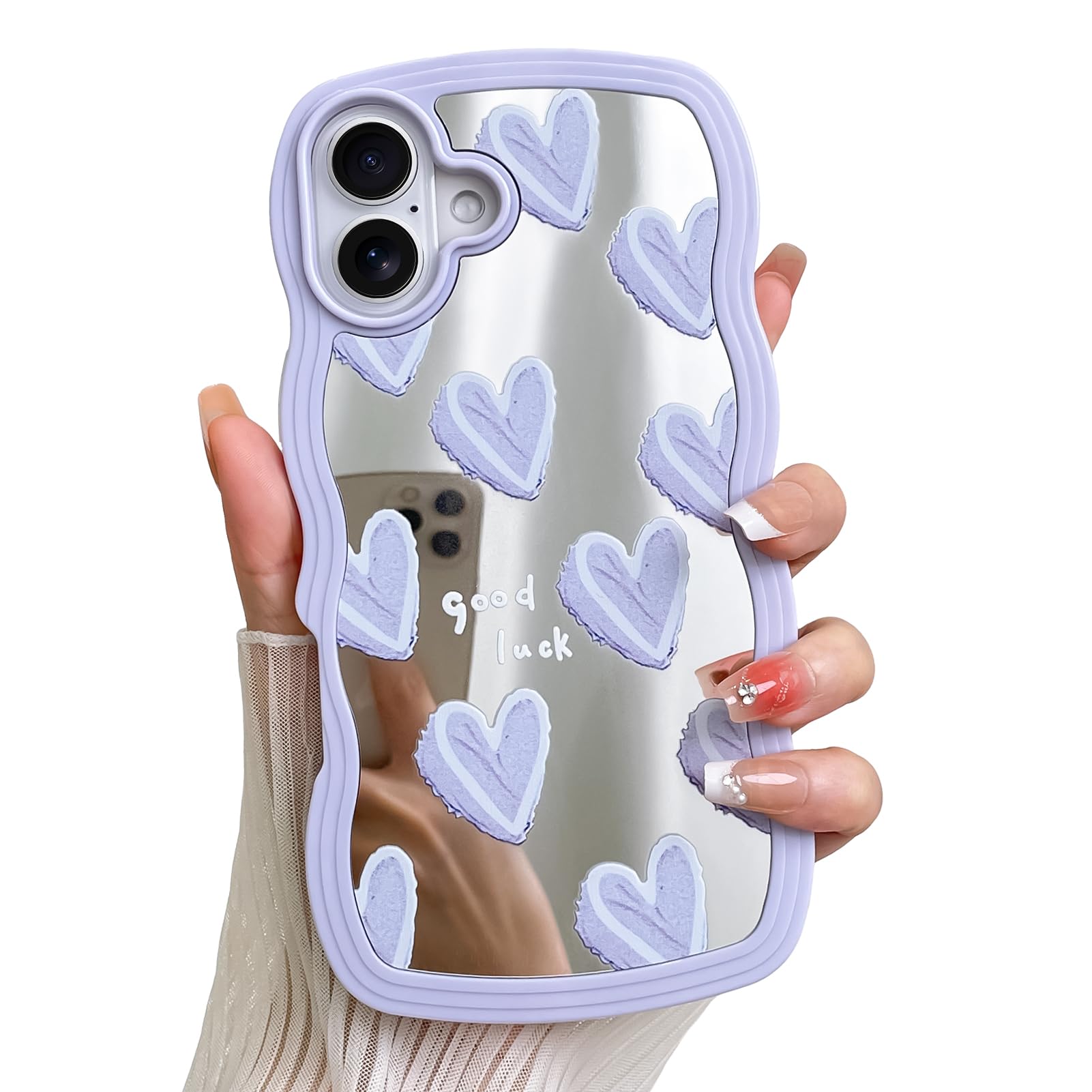 Coque iPhone 16 Plus jolie protection miroir violette pour sorties entre amies