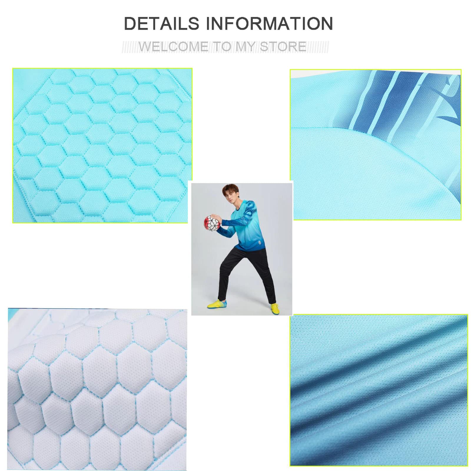 Trajes de Uniforme de Portero de Fútbol Anticolisión Pantalones de Manga Larga de Uniforme de Portero de fútbol Proteccion Ropa Entrenamiento Deportiva al Aire Libre para Adultos