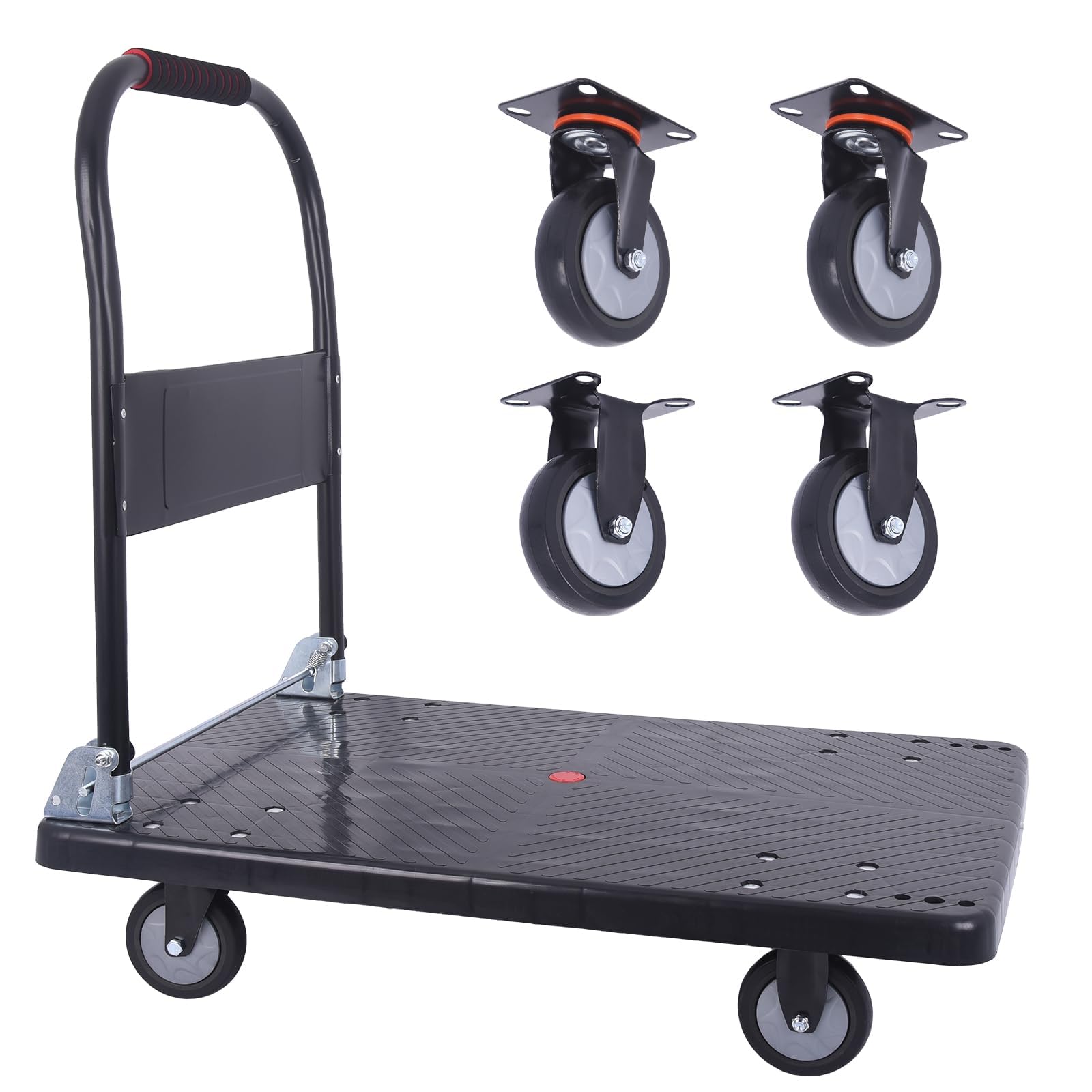 Foldable Push Cart Dolly 660 lbs, Capacity Heavy Duty Moving Platform Trucks Hand Cart with 360° Swivel Wheels for Home Garden Warehouse Garage Workshops — Amazon image 8