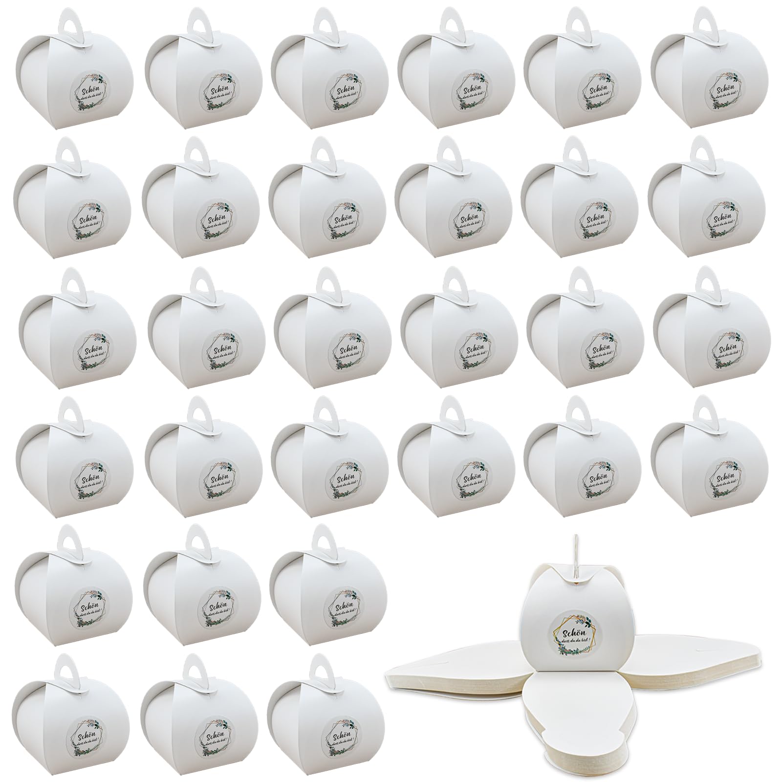 YAANBUNB Pack of 30 Guest Gift Box Wedding Gift Box Communion Candy Box Cardboard Favours Small Gift Box Guest Gift Candy Boxes with 5 Stickers for Party Table Decoration