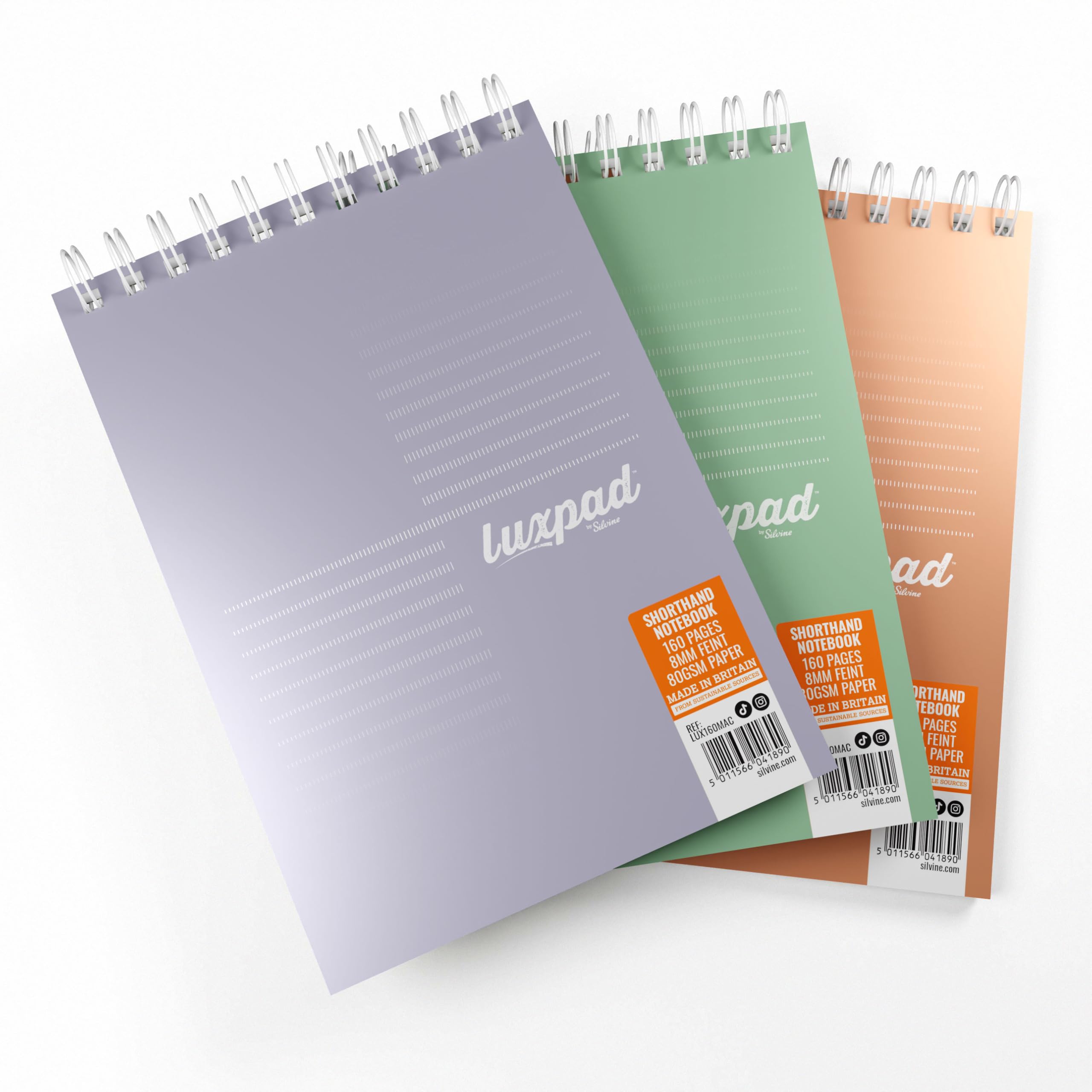 Silvine Luxpad A5 Wirebound Metallic Notepads | 80gsm Lined Paper, 160 Pages, 3 Pack for School & Office