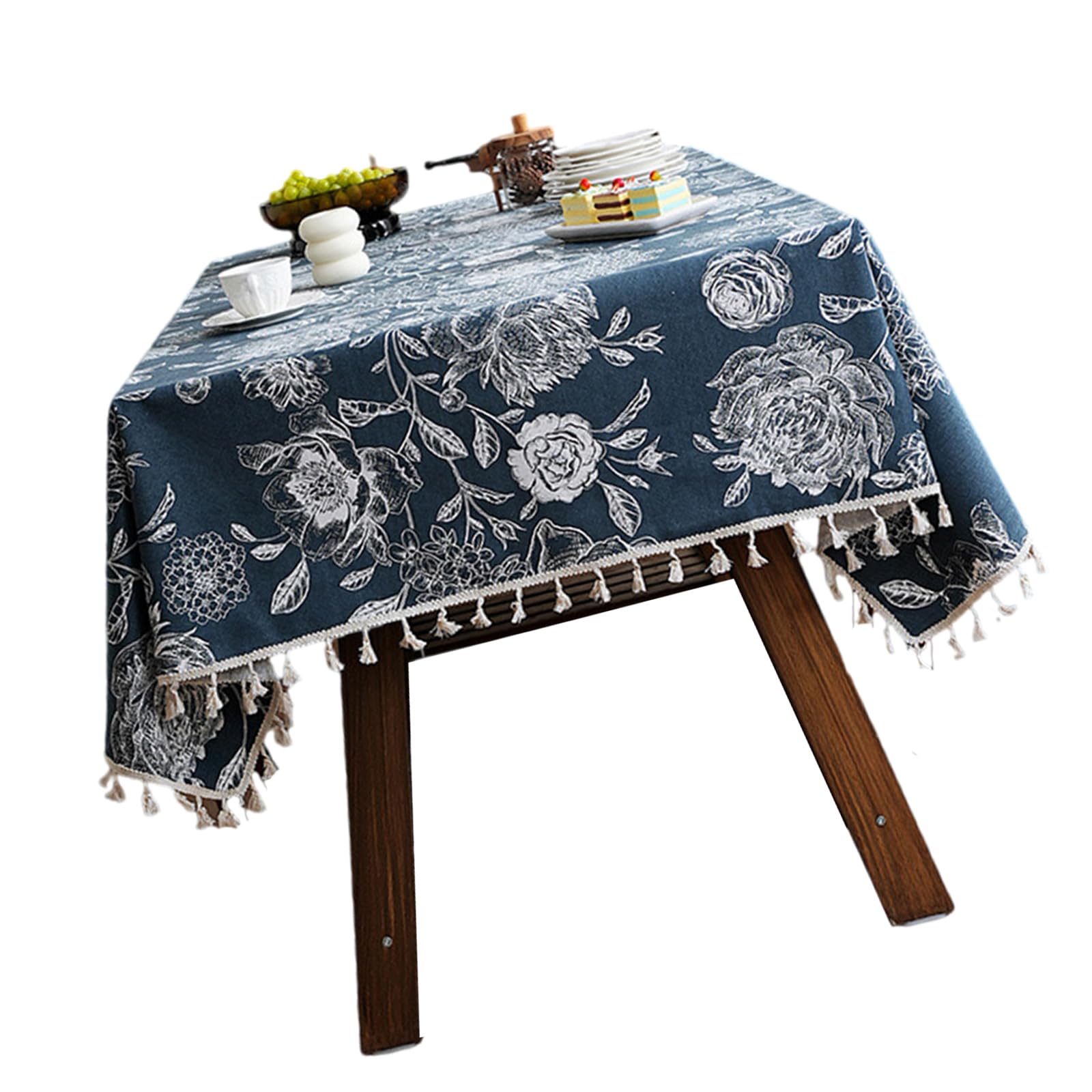 Woedpez Luxury Flower Tablecloth Waterproofie Polyester Fabric Table Cover for Dining Party Decoration Cloth Polyester Tablecloth