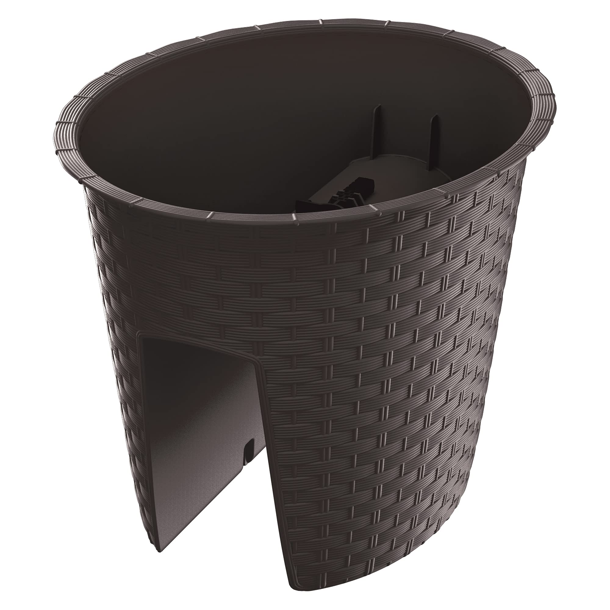 Urbnliving Brown Plastic Rattan Garden Flower Bridge Planter Fence Railing Balcony Herb Plant Pot (Oval 300Mm, )