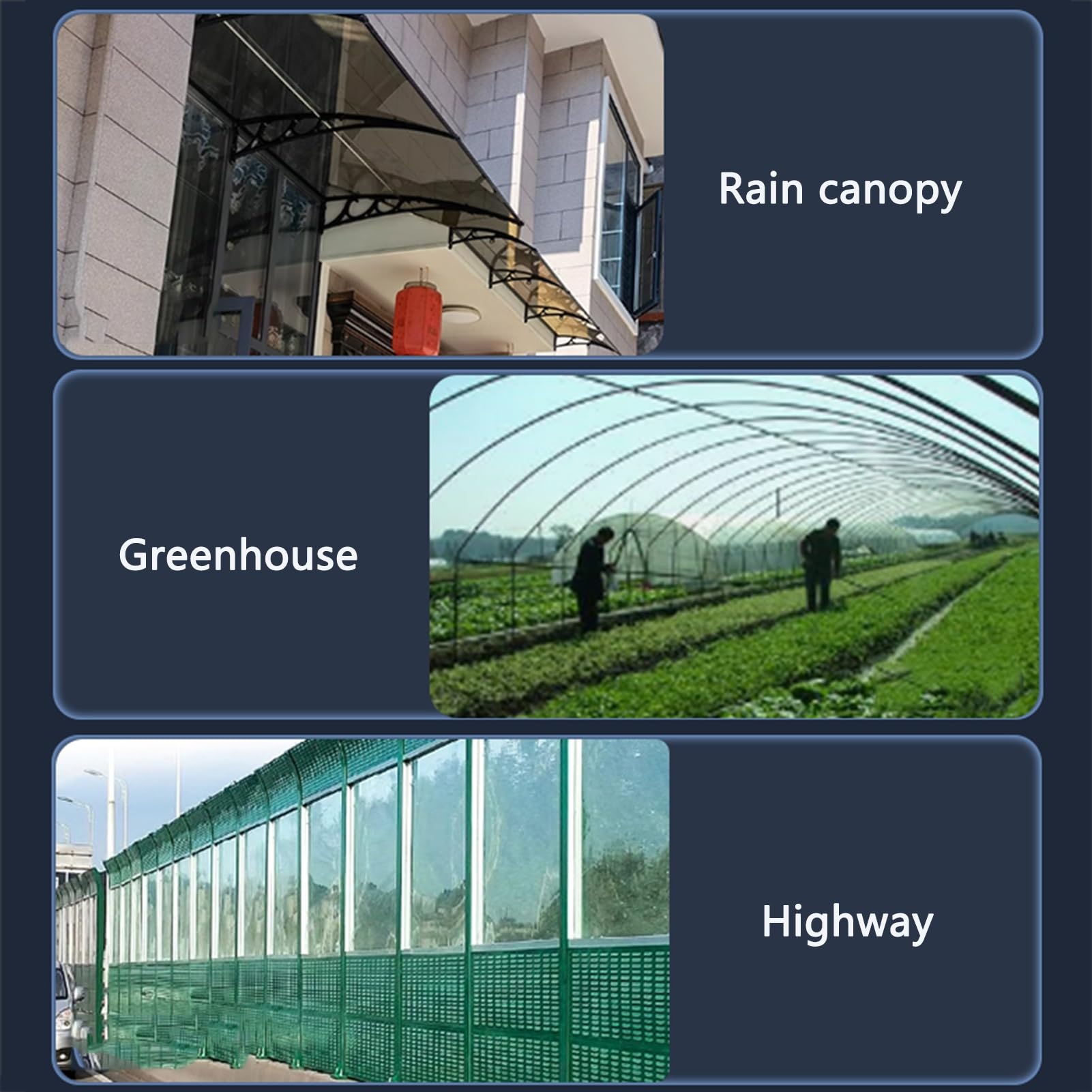 Bâche de toiture en polycarbonate de 1 mm facile à couper et à plier pour serre et jardin (1,56 x 2 m)