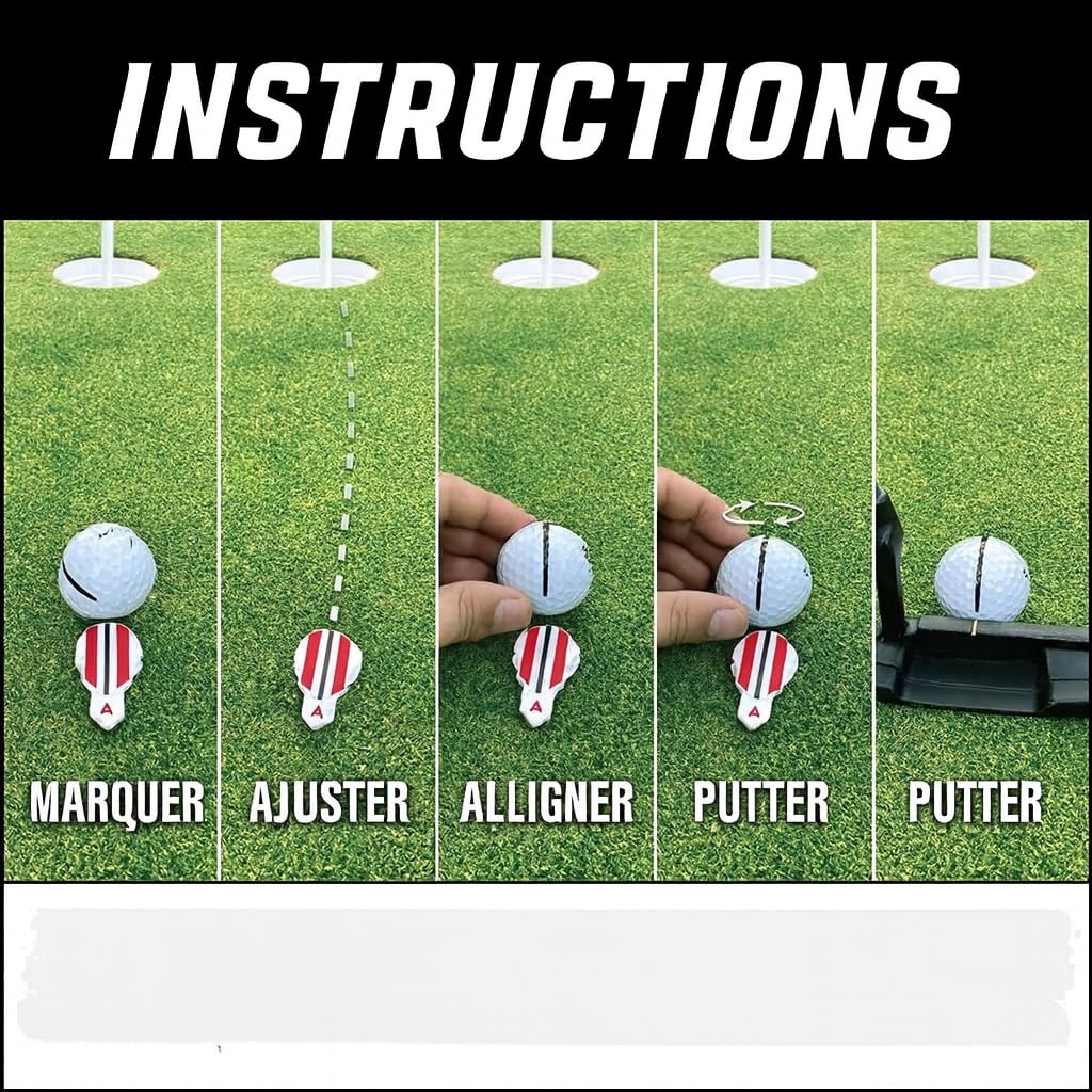 Fraser Fitness Marqueur d'alignement de balle de golf - Accessoires de golf pour aide au putting - Outil de marquage d'alignement de balle de golf pour un golf plus rapide et plus précis - Marqueur de