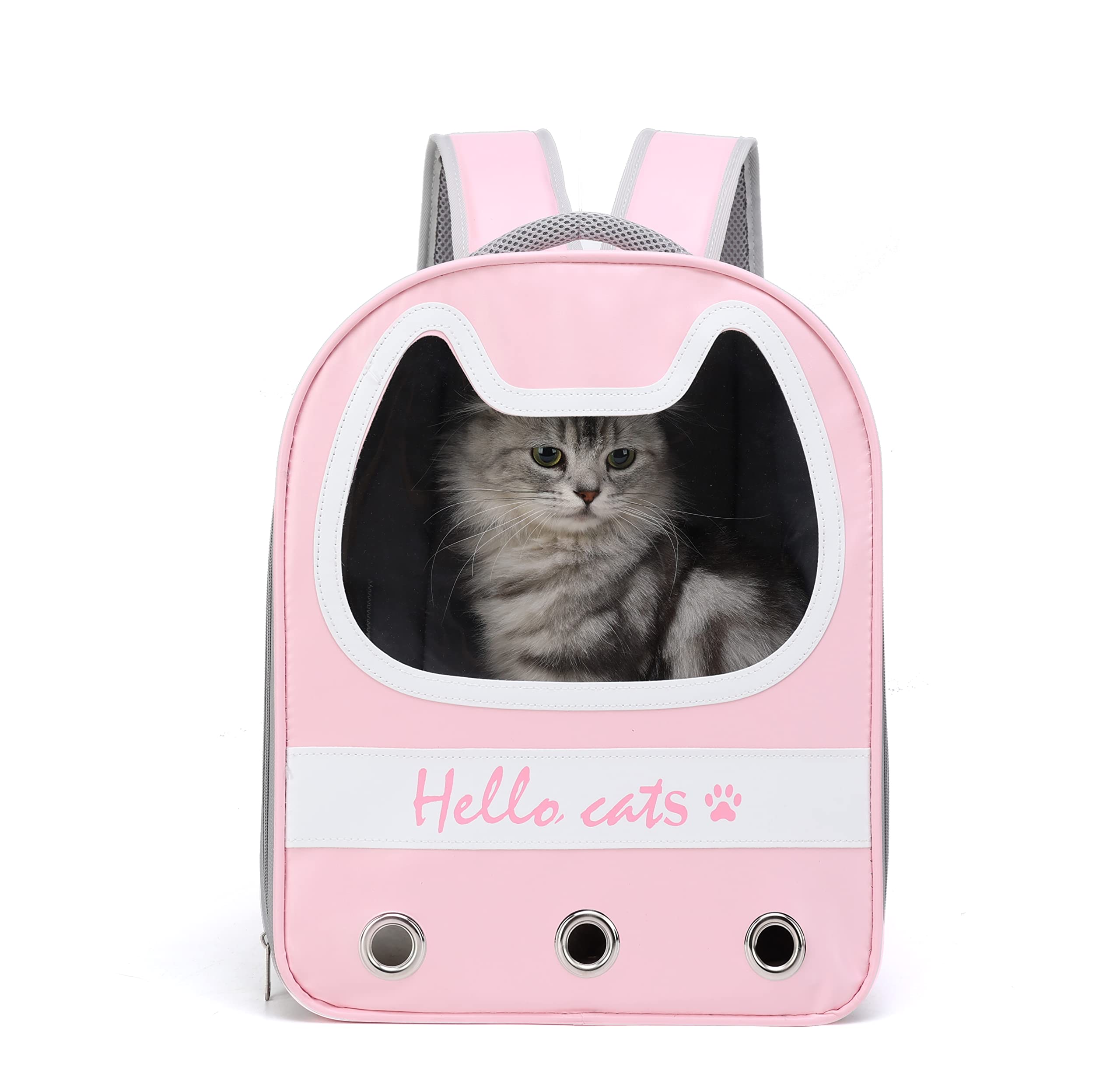 Sipobuy Mochila con Cápsula Plegable Bonita Mascotas para Gatos Pequeños Medianos Cachorro Perro, Portador Transparente Transpirable Resistente Al Calor para IR De Excursión De Camping (Rosa)