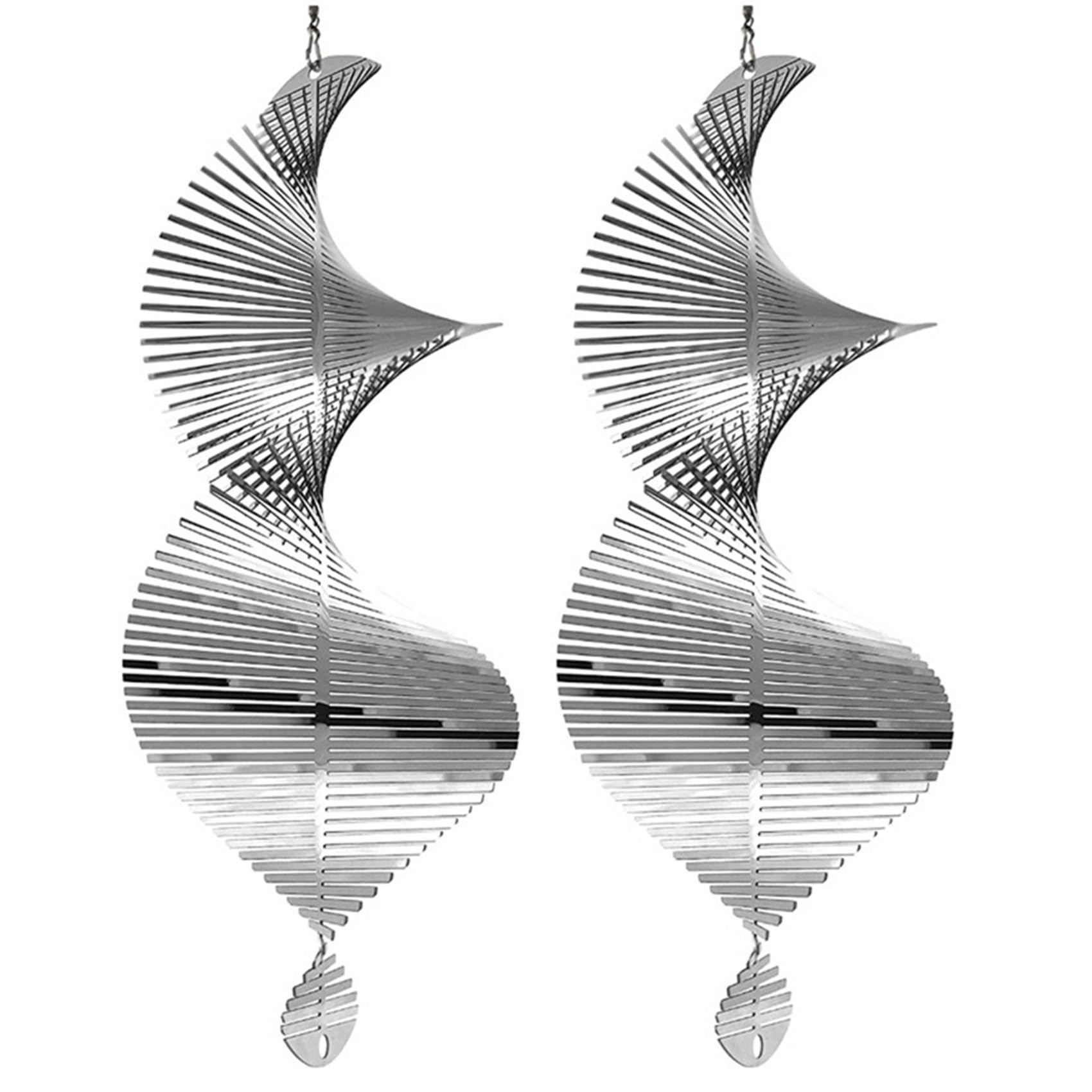 Vjsujehgy 2X Outdoor Hanging Decorative Spiral Metal Wind Chime,3D Spiral Wind Chime Garden Backyard Hanging Decoration