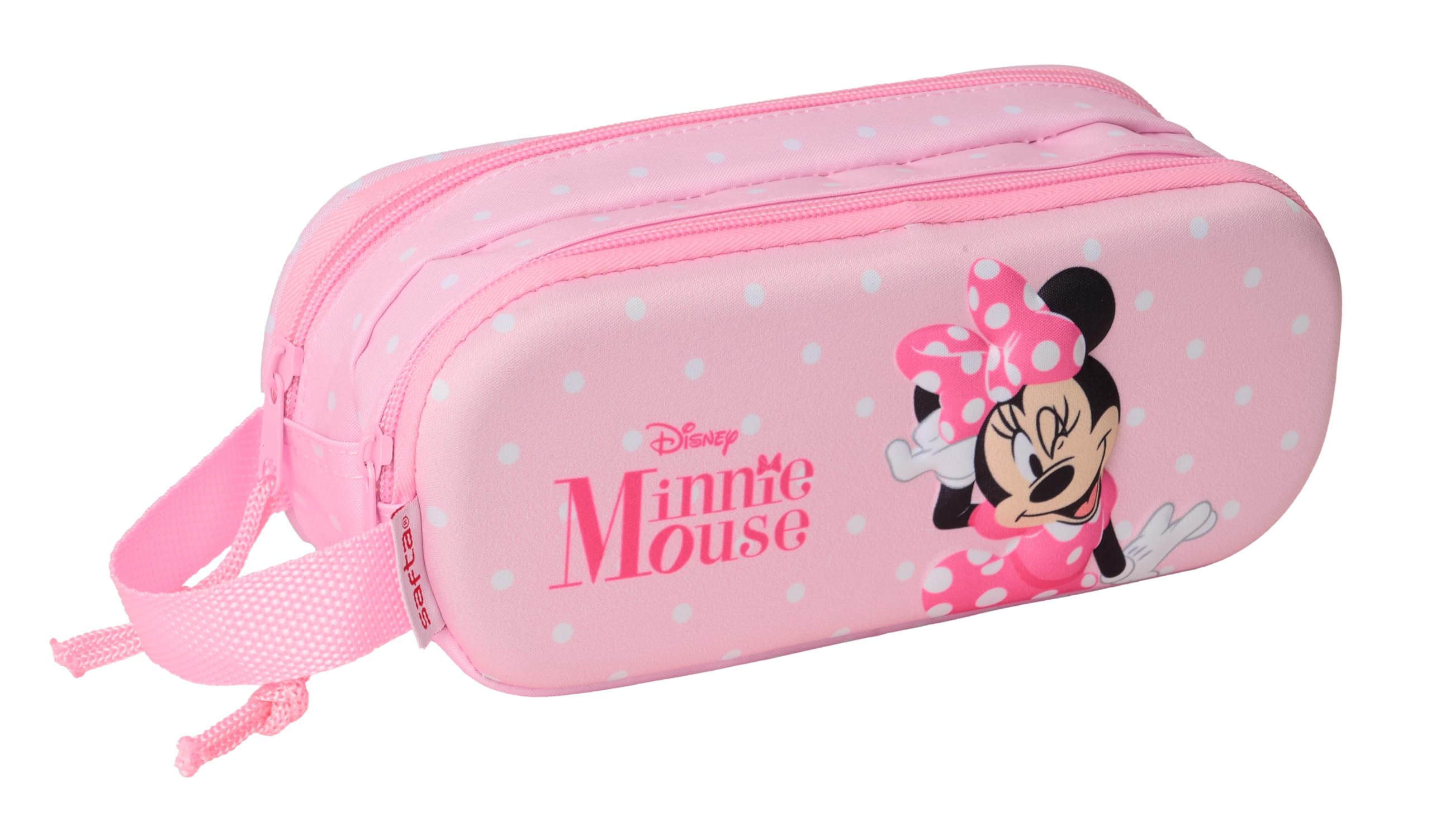 Safta Minnie Mouse 3D – Double 3D Pencil Case, Children's Pencil Case, Ideal for School Age Children, Comfortable and Versatile, Quality and Resistance, 21 x 6 x 8 cm, Pink, M, Casual