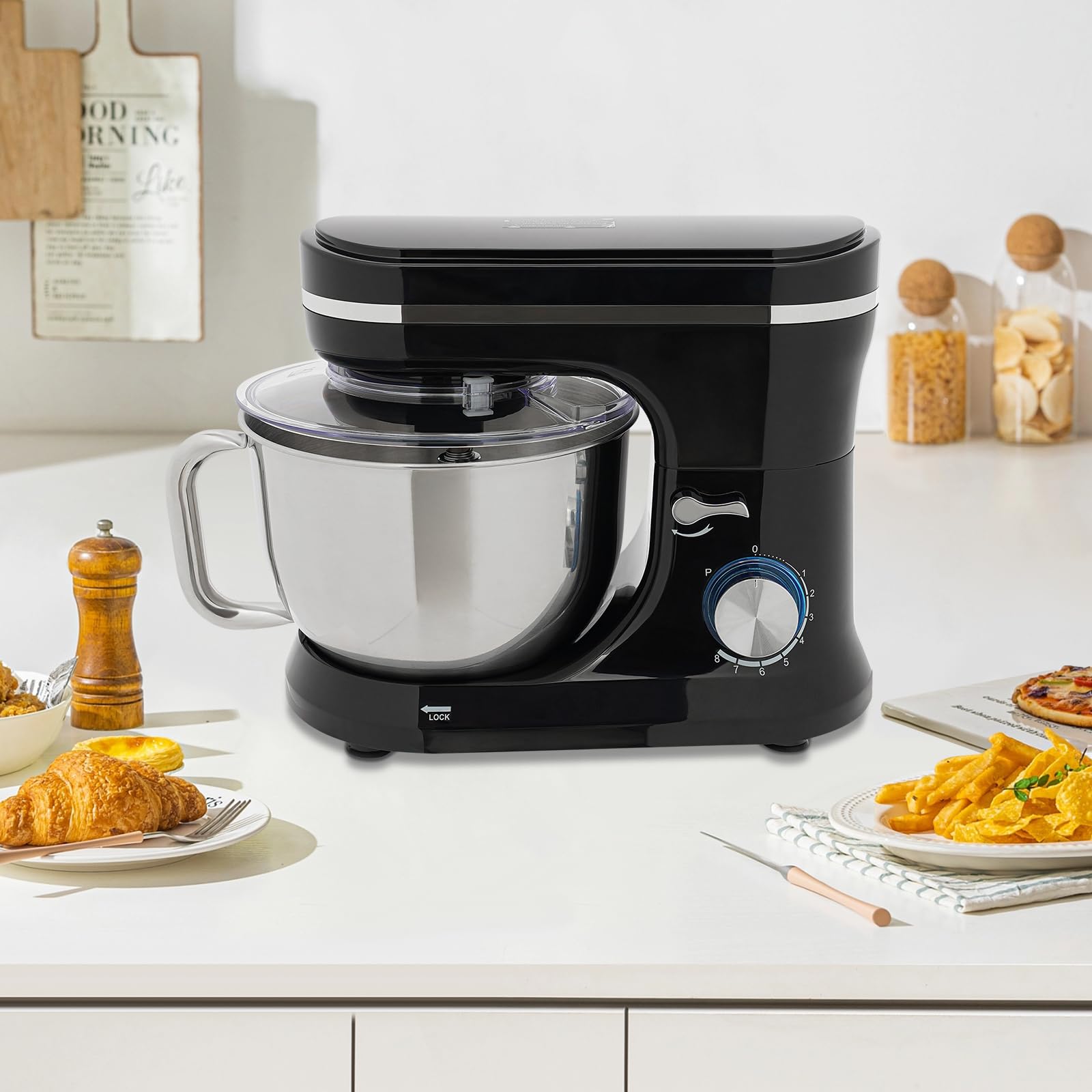 Electric Kitchen Tilt-Head Food Mixer, 8+1 Speed Kitchen Mixer, 4.5L/1.19Gal Capacity, for Baking Cake Home Cooks