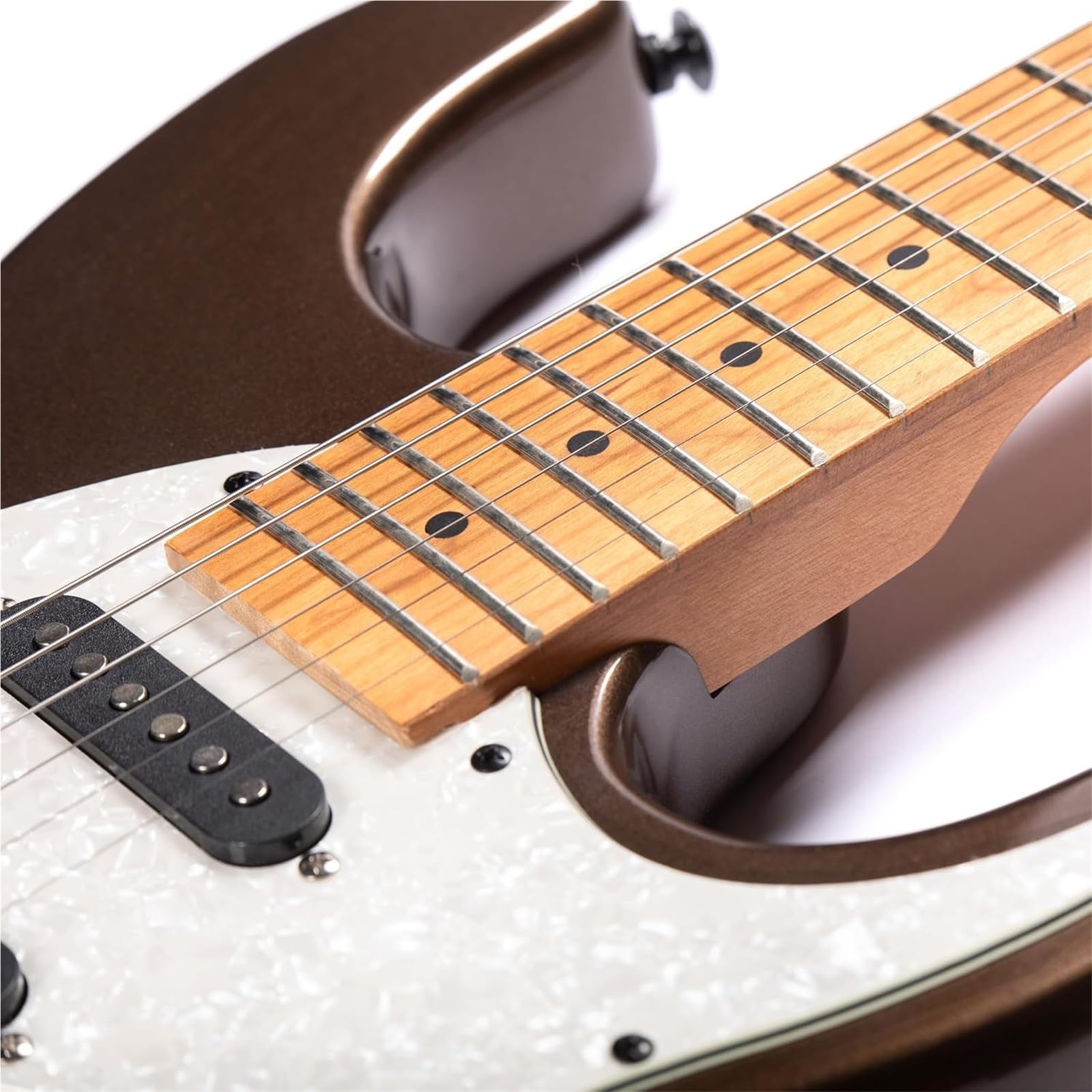 Typ Wydajności Gitara Elektryczna Solidne Struny Do Gitary Elektrycznej 7 Metalicznych Wykończeń Korpus Z Topoli Klonowa Gryf Podstrunnica Regulowany SSH Pickup(Brown)