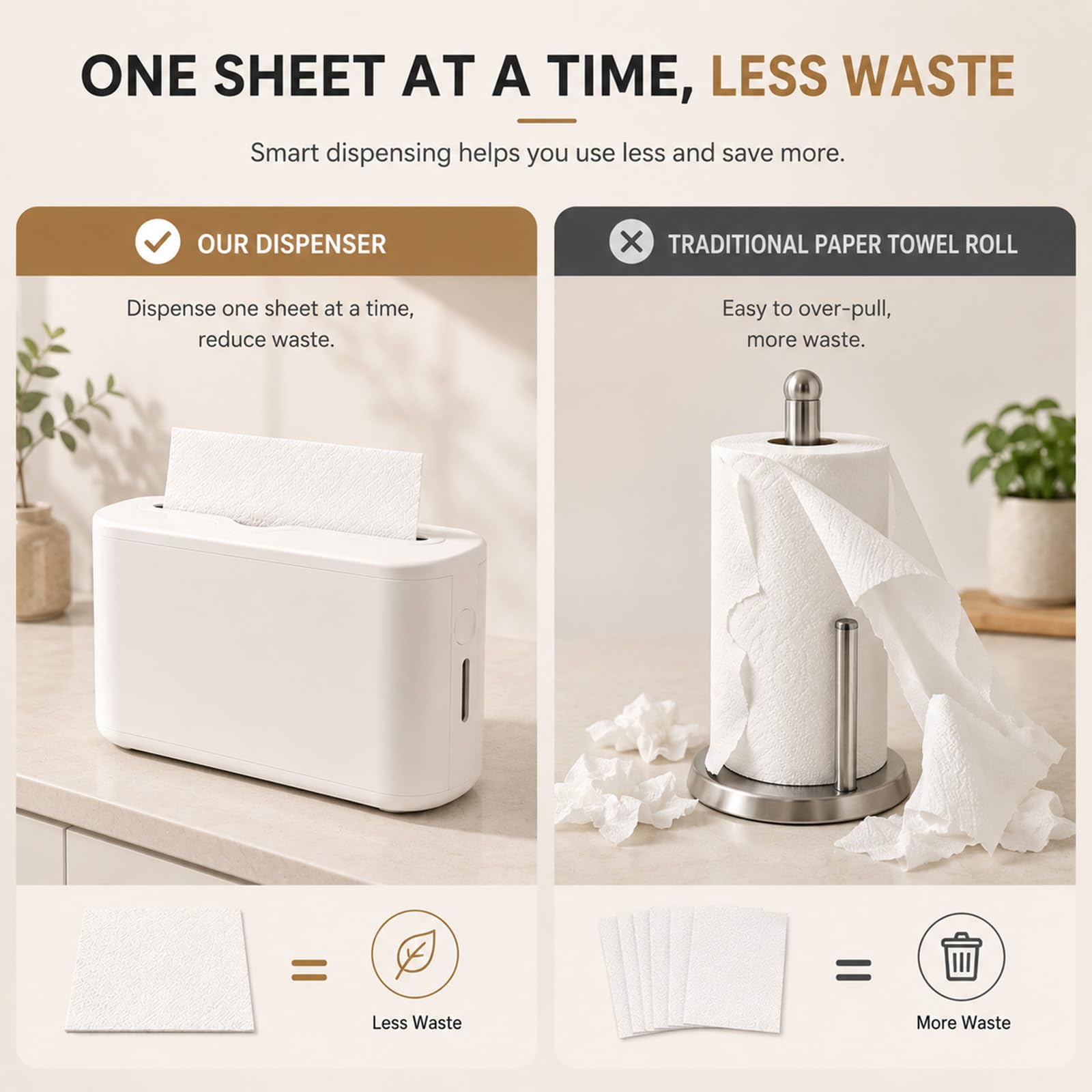 Dispensador de toallas de papel para encimera, dispensador de toallas de mano multipliegue blanco para dormitorio, baño, cocina, inodoro (blanco)
