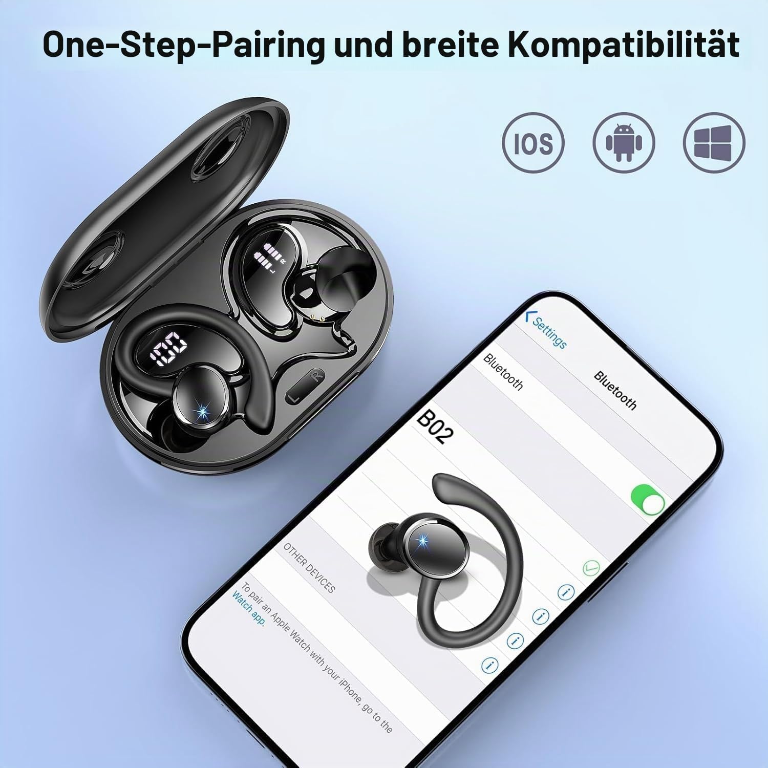 Cuffie Bluetooth sportive, senza fili, Bluetooth 5.4, con 4 ENC Noise Cancelling, indicatore LED, 50 ore di autonomia, impermeabili IP7, auricolari in-ear con stereo HiFi