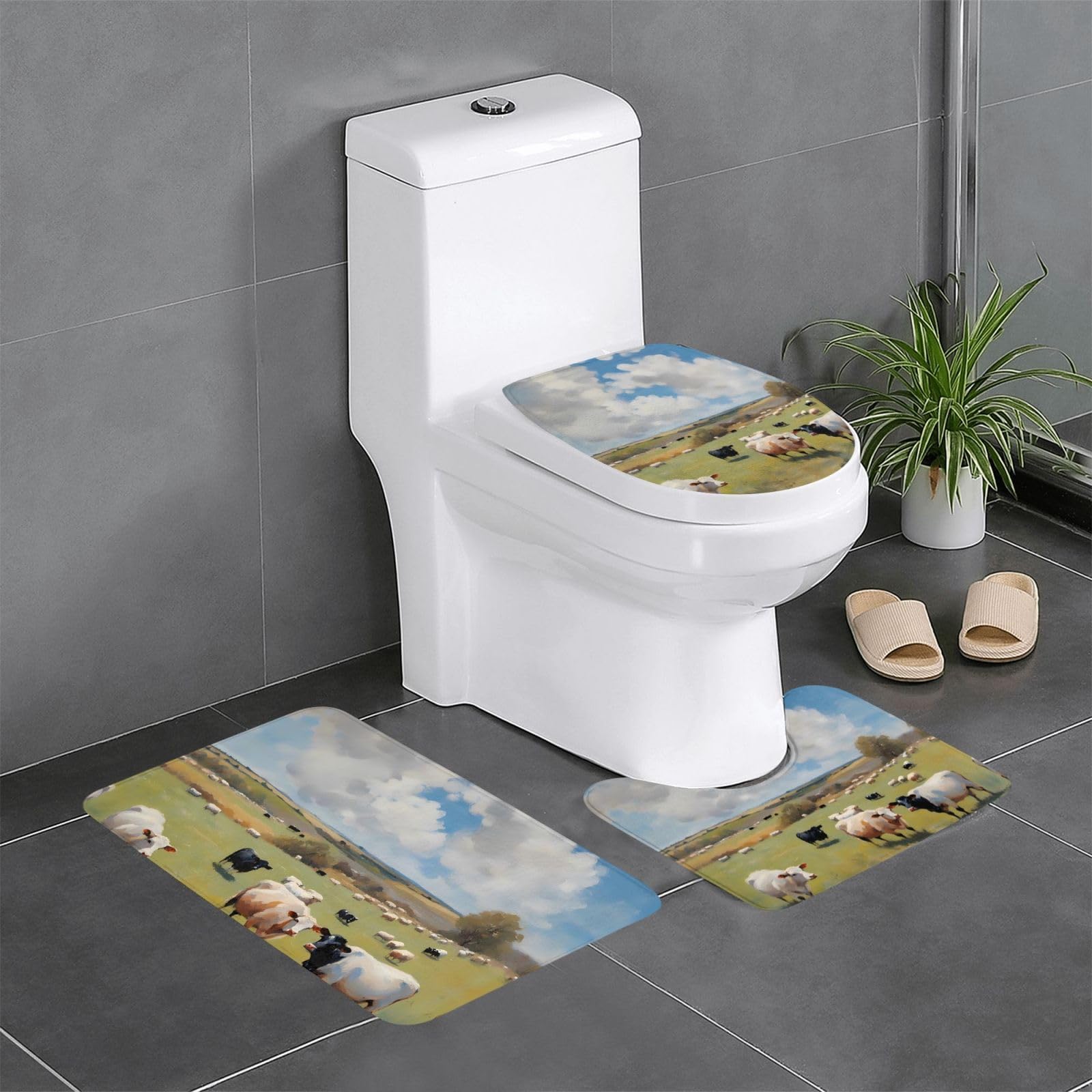 Tapis de salle de bain lot de 3 tapis de sol antidérapant ferme