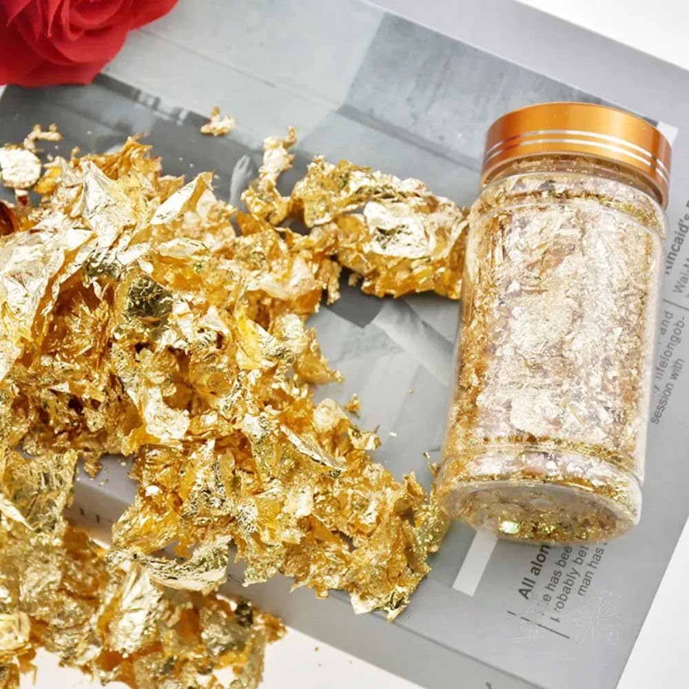 ADW CRAFT'S Gold Flakes for Resin Art (10 Grams, 3 Colour)|Flakes for Resin Art, Cake Art, Nail Art (Gold) 1