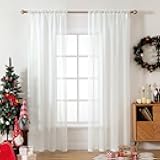 2 Panels Solid Color Sheer Window Curtains Elegant Window Voile Panels/Drapes/Treatment for Bedroom Living Room (54X90 Inches Ivory)