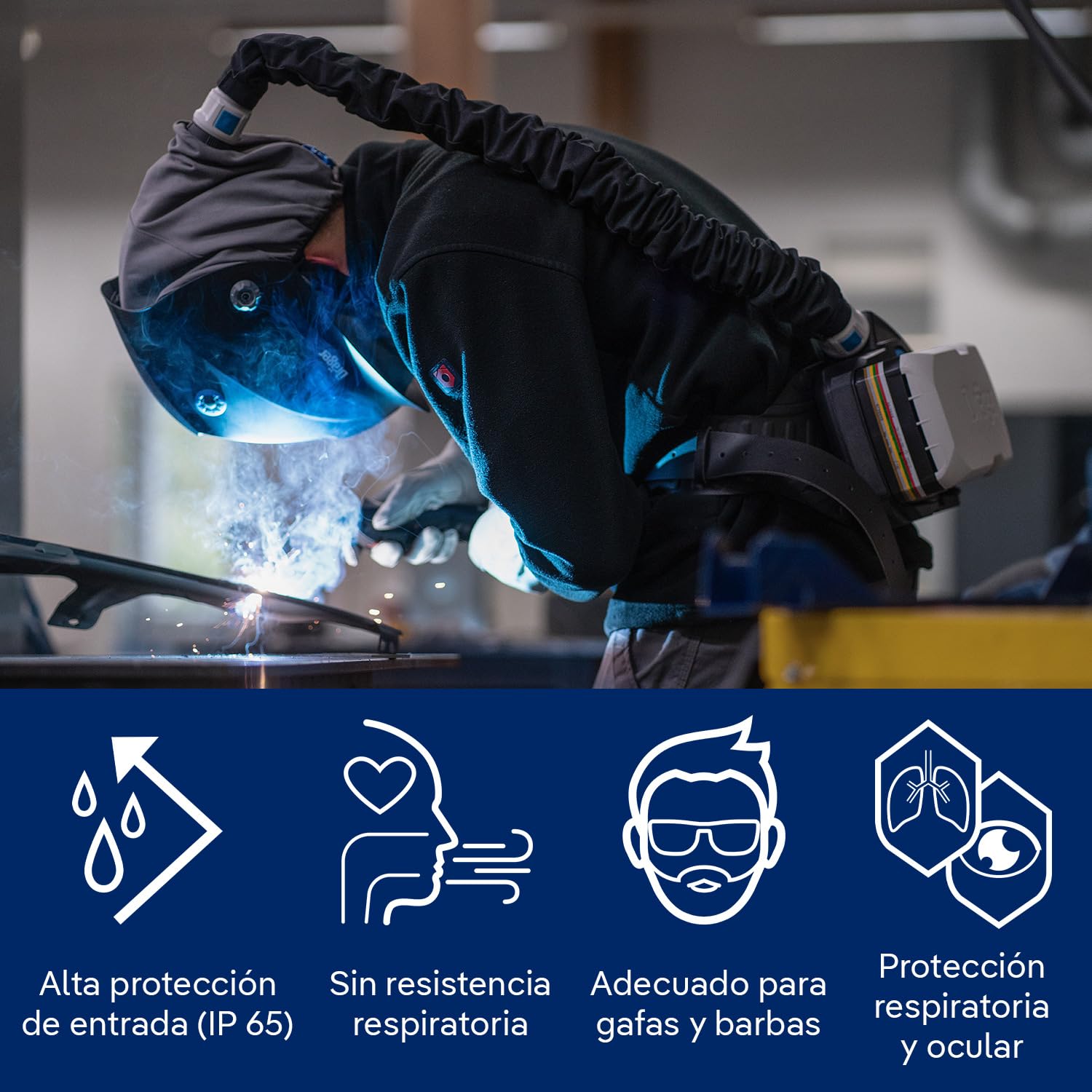 Dräger X-plore 8500 con Casco de Soldador estándar, Kit Completo ARFVA/PAPR con Filtro P R SL para una protección respiratoria contra el Polvo y una Seguridad óptima