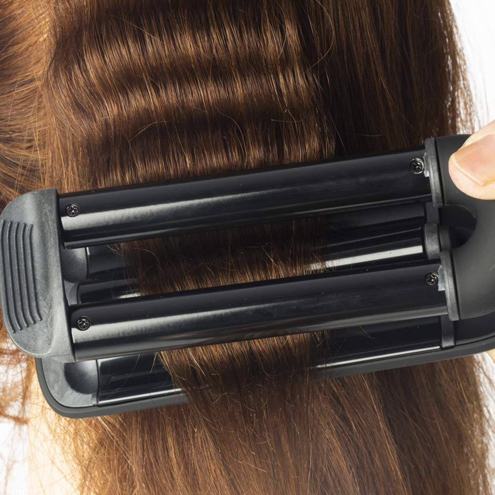 Upgrade -Triplo Ferro Ondulante in Ceramica e Titanio - Piastra Newave Professionale Onde Medie - Styling per Capelli Mossi e Ondulati