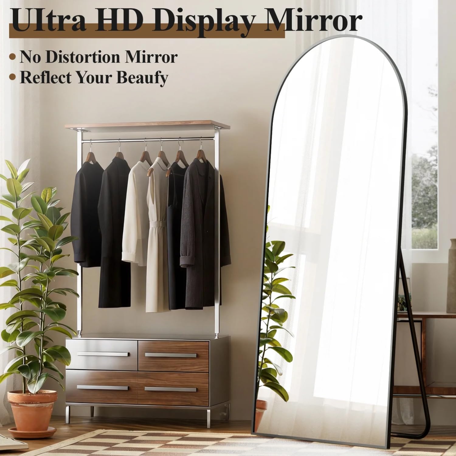 71"x26" Arched Full Length Mirror Floor Mirror Full Body Standing Mirror, Black