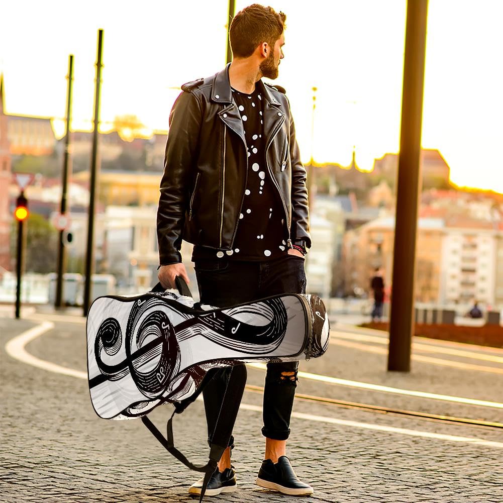 Gitarrentasche, volle Größe, 99 cm, 101,6 cm, 104,1 cm, für Akustikgitarre, Konzertgitarre, 10 mm dick, gepolstert, Musiknotation, grau, wasserdicht, mit Tasche, verstellbarer Schultergurt