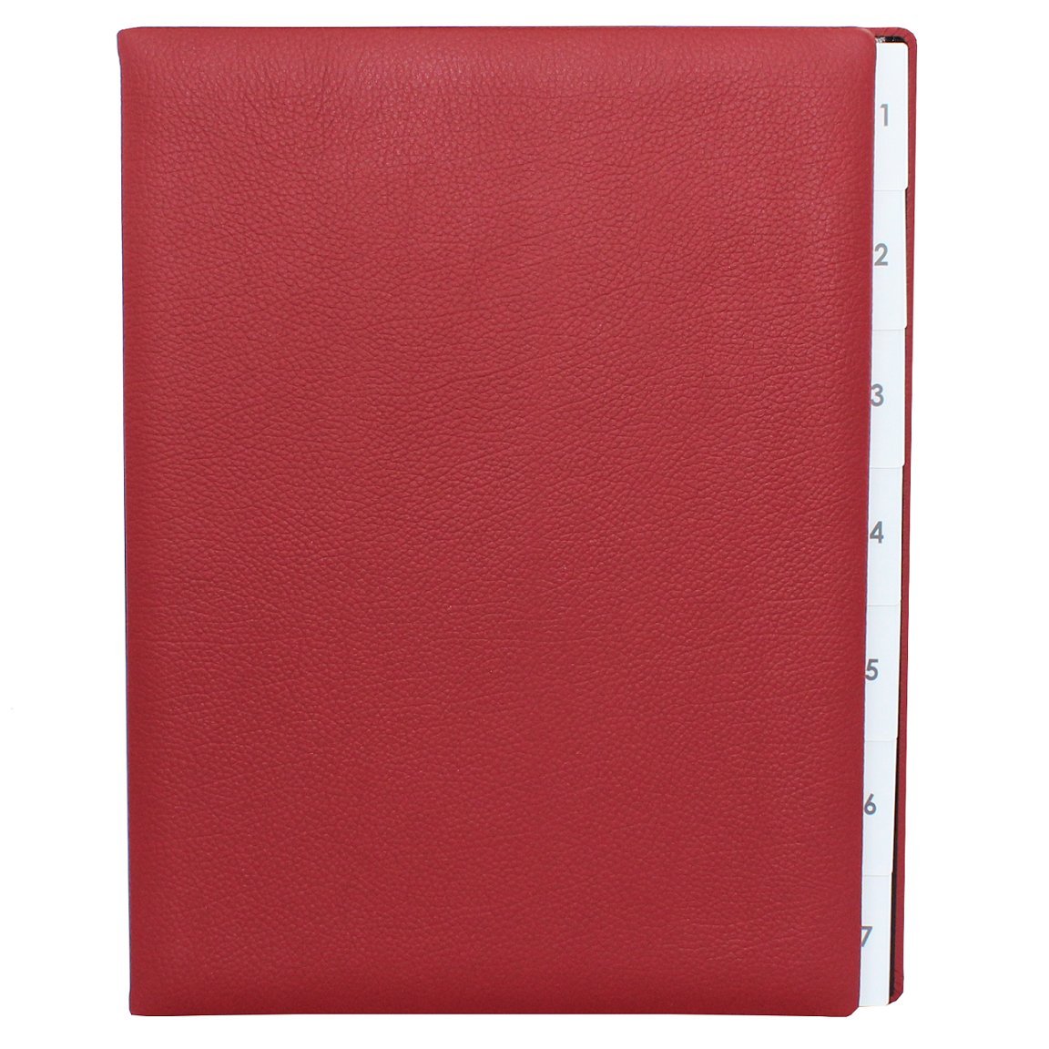 Classificatore in pelle bovina pieno rosso con registro 1 – 7