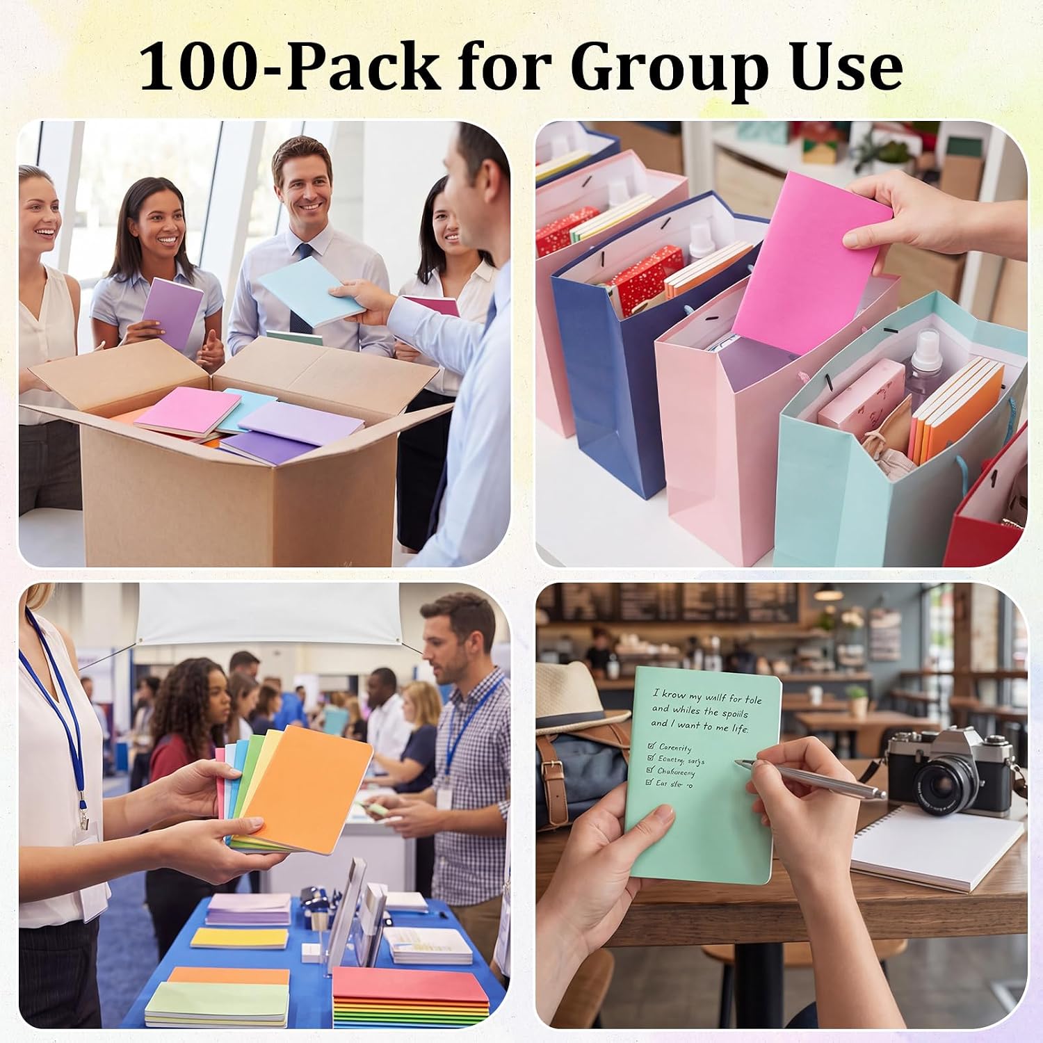 Handepo 100 Pack Composition Notebooks 5"x3.5" Pocketed Size Ruled Lined Notebooks Mini Kraft Soft Cover Journals Travel Diary Memo for Students Classroom Office Supplies
