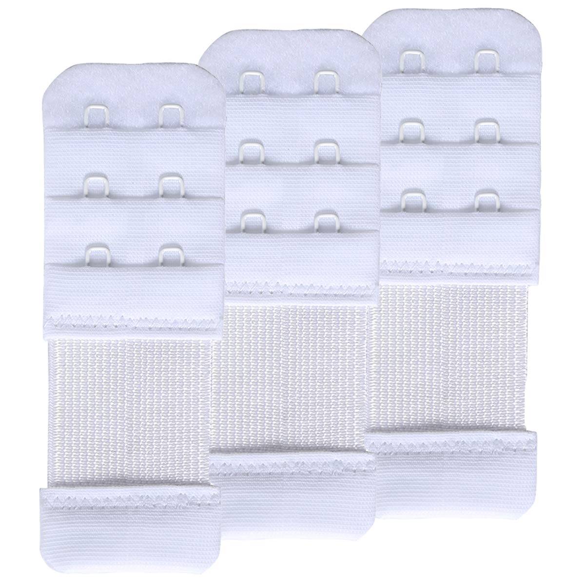 Samgu Women's 3Pcs White, 2 Hook, 1.27Cm Bra Extenders 2 Hook Elastic Stretchy Bra Extension Strap