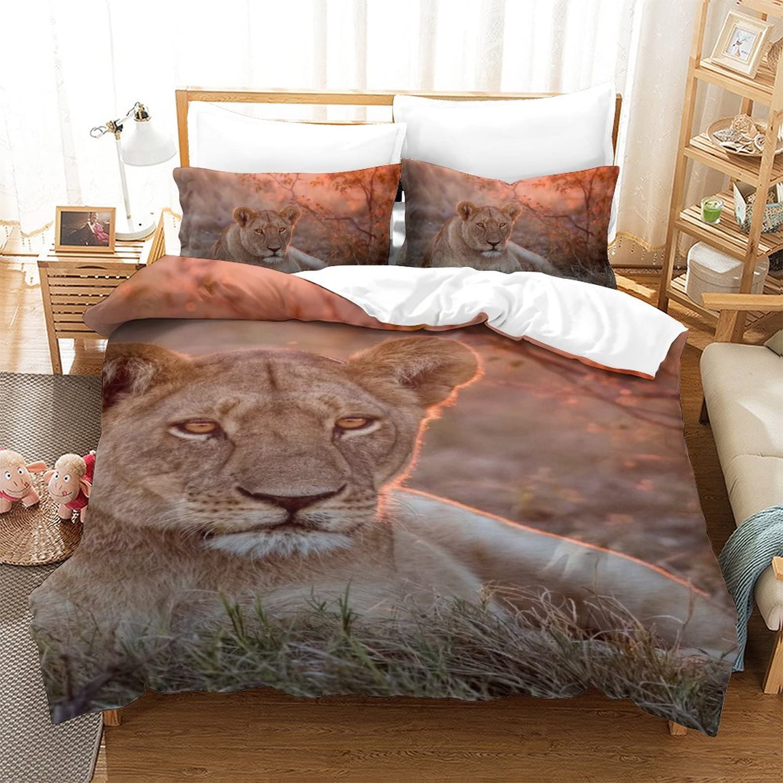 Housse de couette lion 135x200 pour renouveler facilement un lit simple
