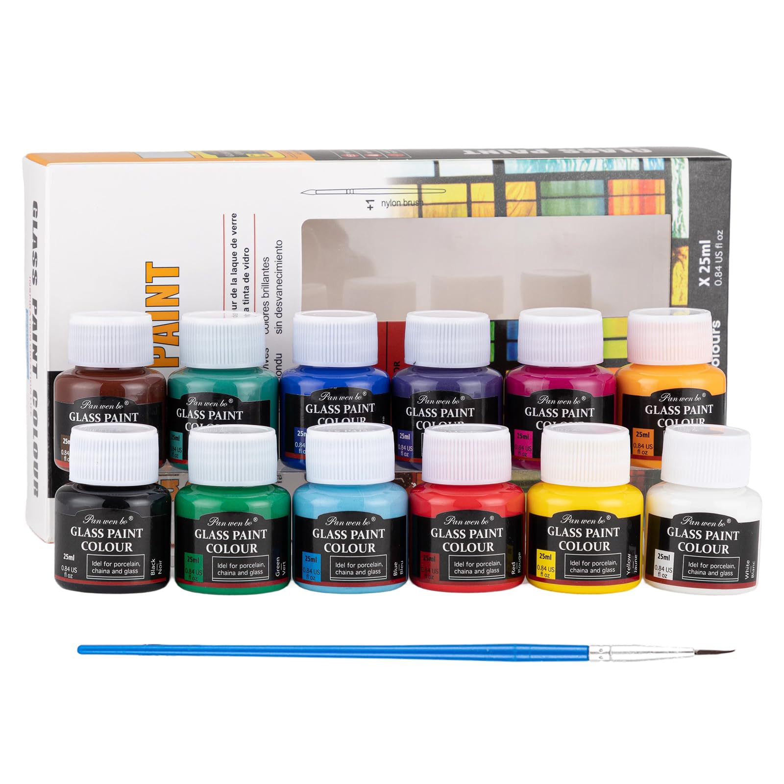 Onperpoe Glass Paints for Glass Painting, 12 Colours Stained Painting Kit with Paint Pen, Non-toxic Window Paint for Glasses Ceramic, Strong Covering Power for Crystal Window Art Wine Bottles