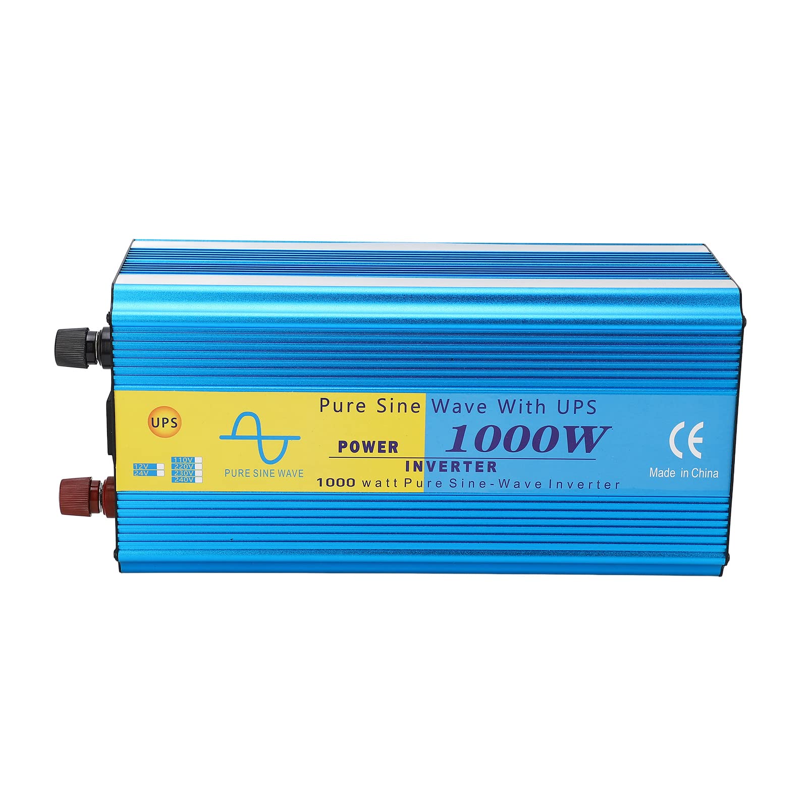 Fafeicy 1000W Falownik Czystej Fali Sinusoidalnej 2000W Szczytowa Moc Falownika Konwerter DC 12V na AC 110V z Wyświetlaczem LCD, Portem USB, Podwójnymi Gniazdami AC do Samochodu, (Wtyczka UE AC230V)