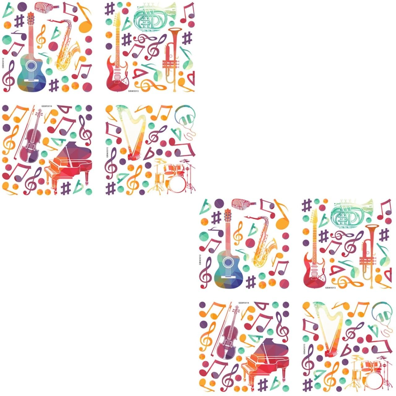 Angoily 2 Set Adesivo Murale Musicale Carta Da Parati Adesivi Murali Creativi Per La Stanza Decorazioni Per L'aula Di Musica Adesivi Da Parete Creativi Adesivi Per Aule Di Musica 4 Pezzi*2