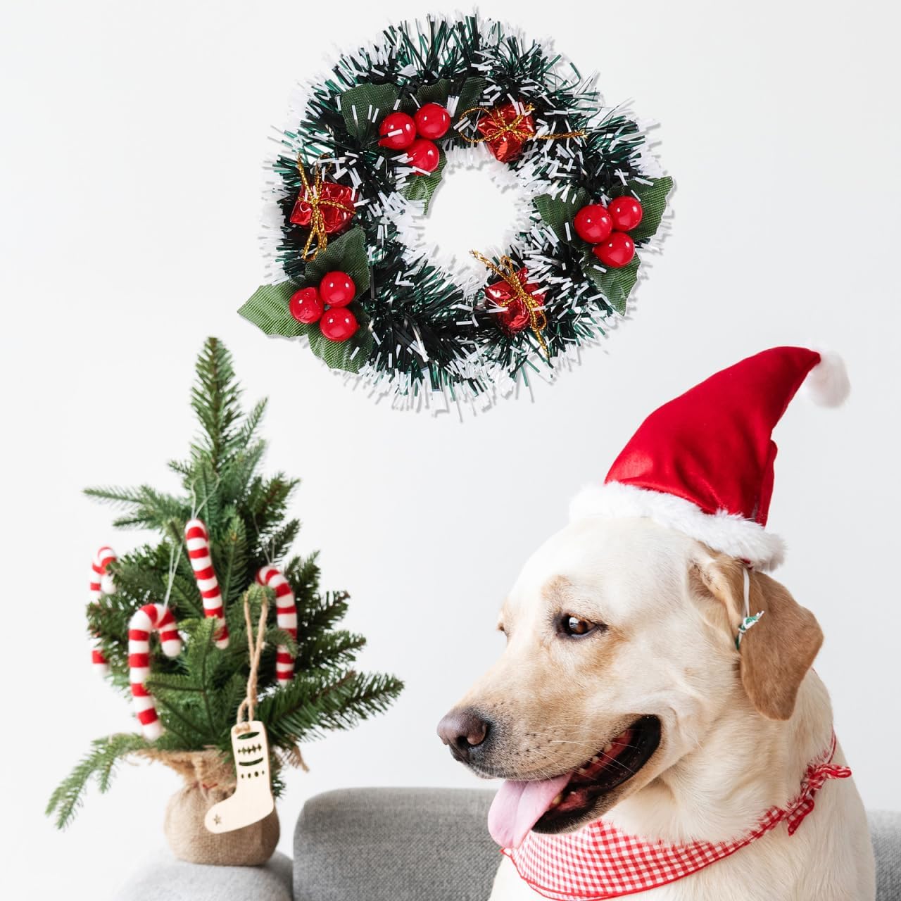 DECHOUS 4Pcs Mini Christmas Wreaths Artificial Dollhouse Decoration 5.5 Inch Miniature Christmas Wreath Xmas Tree Hanging Ornament for Crafts Xmas Holiday Party - Image 3