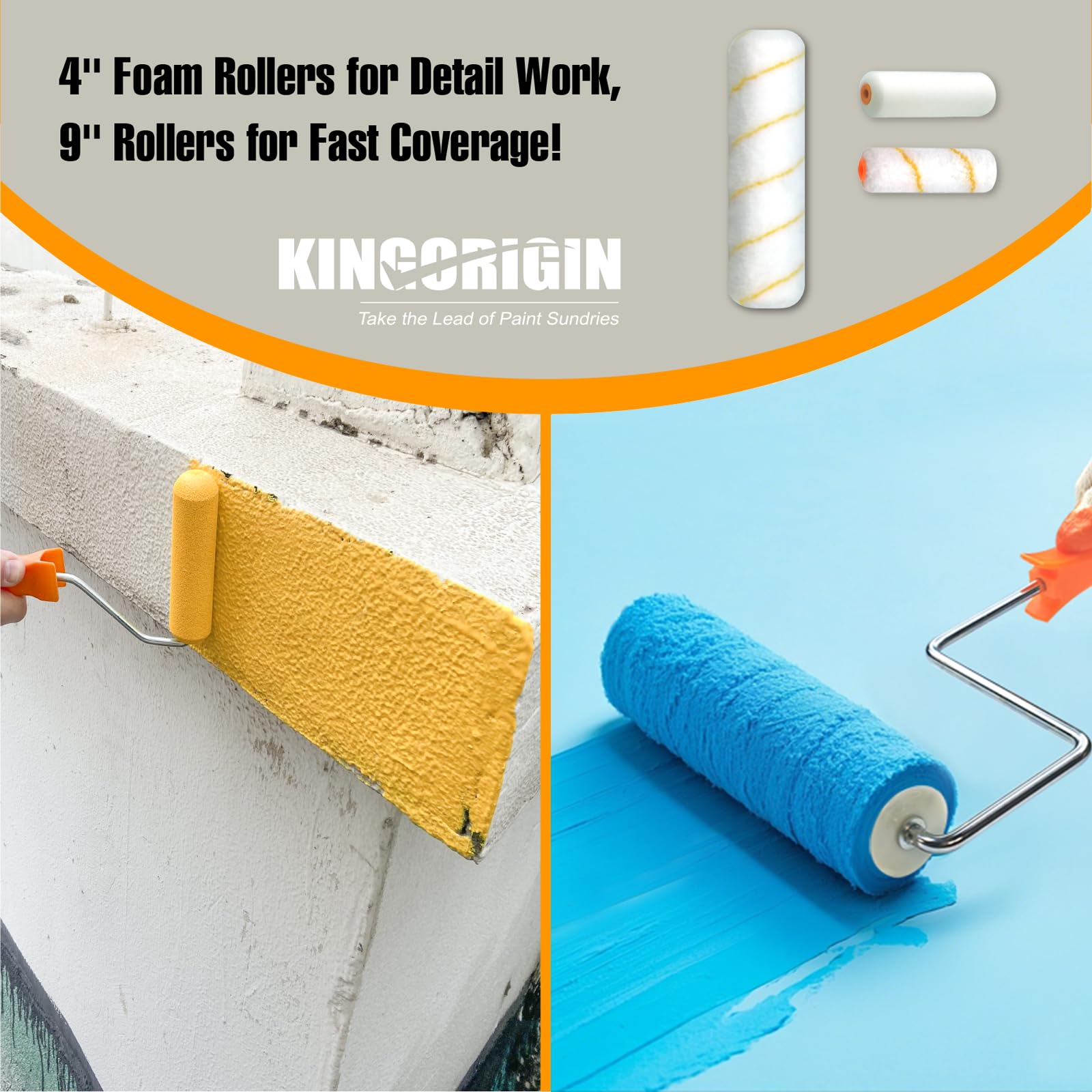Kit de rodillos de pintura de 18 piezas, juego de rodillos de pintura, rodillos de pintura de 4 y 9 pulgadas para pintar, bandeja de pintura con forros, pincel de pintura angular, paño de