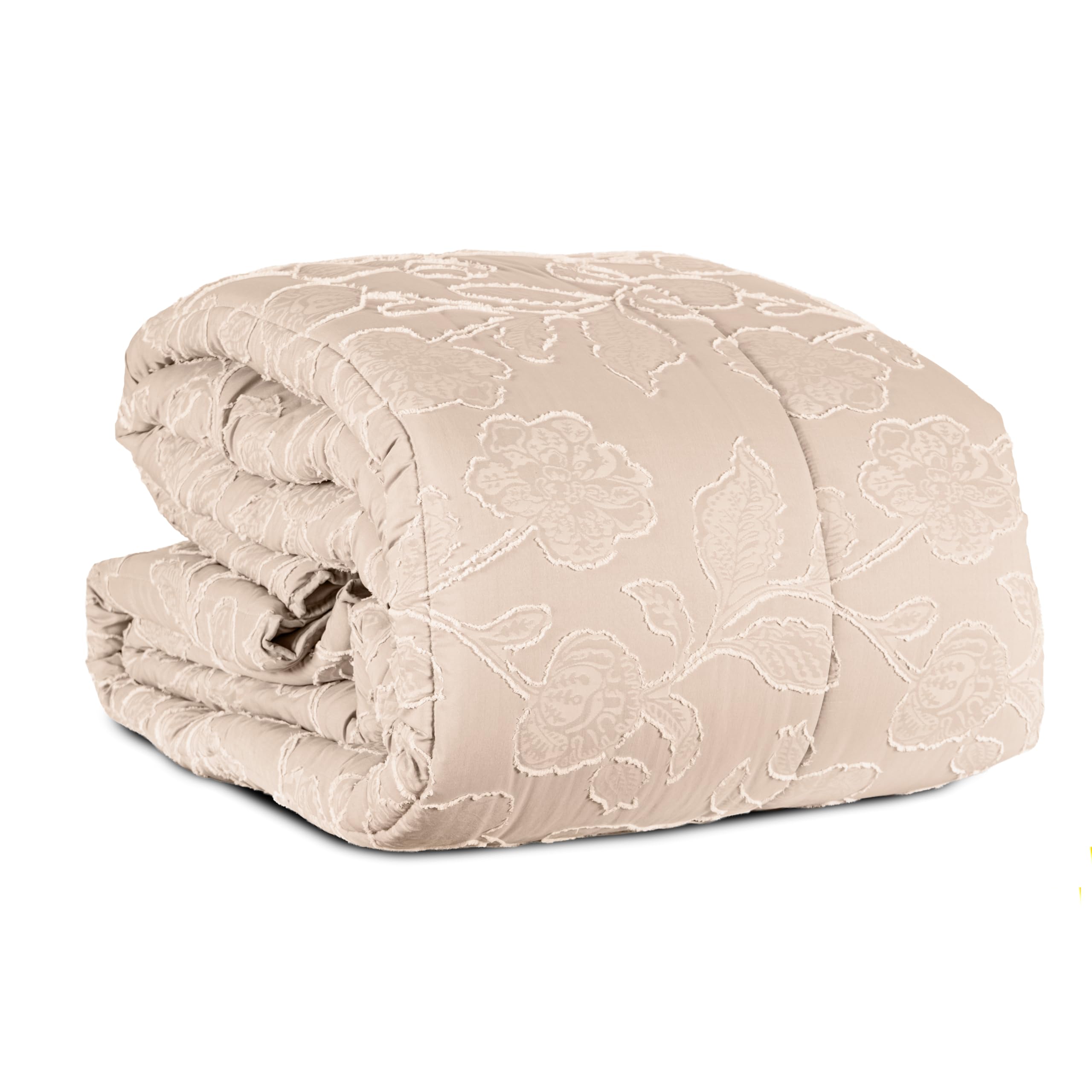IlGruppone Trapunta Invernale Matrimoniale Lavorazione Jacquard Elegante Morbida Calda Prodotto Italiano 460 Grammi Piumone Due Piazze Inverno Piumino Disegno Floreale Fiori - Beige