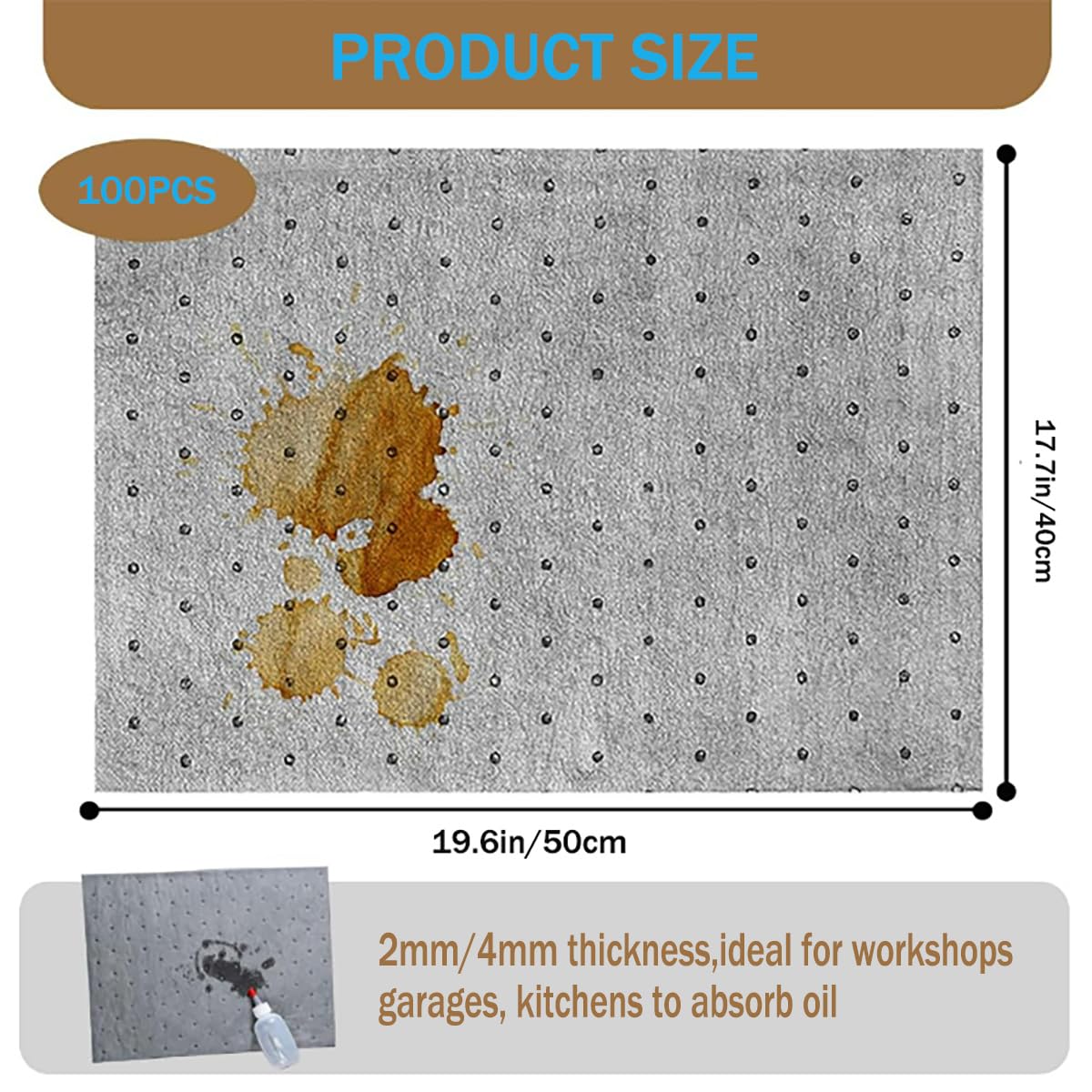 Tappetini ad assorbimento liquido per fluidi a base di olio e acqua, cuscinetti ad assorbimento rapido per officina e garage per controllo delle fuoriuscite