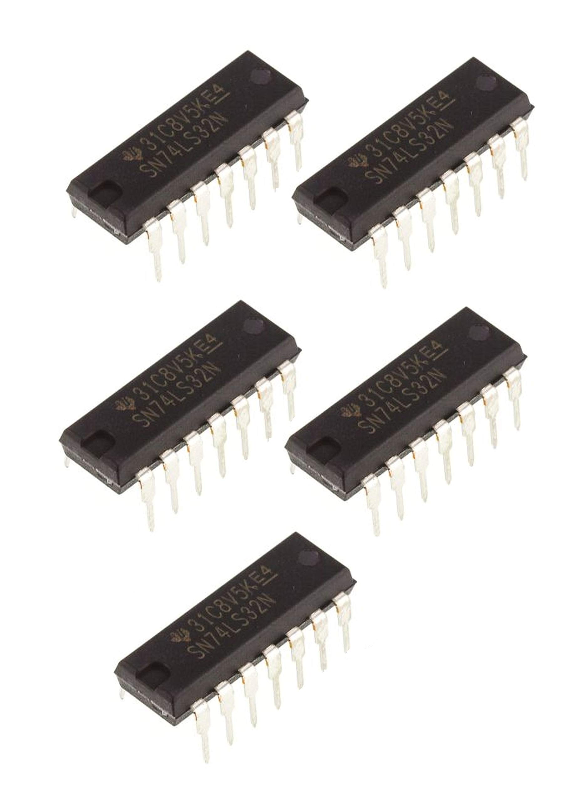 INVENTO 5Pcs SN74LS32N 7432 IC OR Gate Logic Gate, 74LS32, 2 Input, 8 mA, 4.75 V to 5.25 V, DIP-14