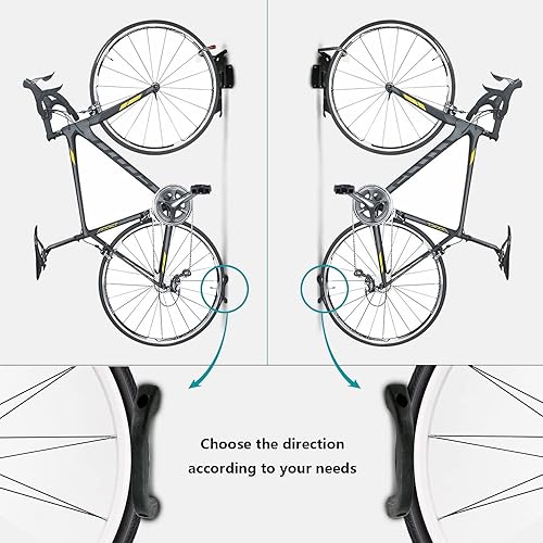 Miniatura 4 de ZJ RIGHT - Soporte de pared giratorio para bicicleta, soporte vertical para almacenamiento interior para 1 bicicleta en garaje o hogar, soporte de