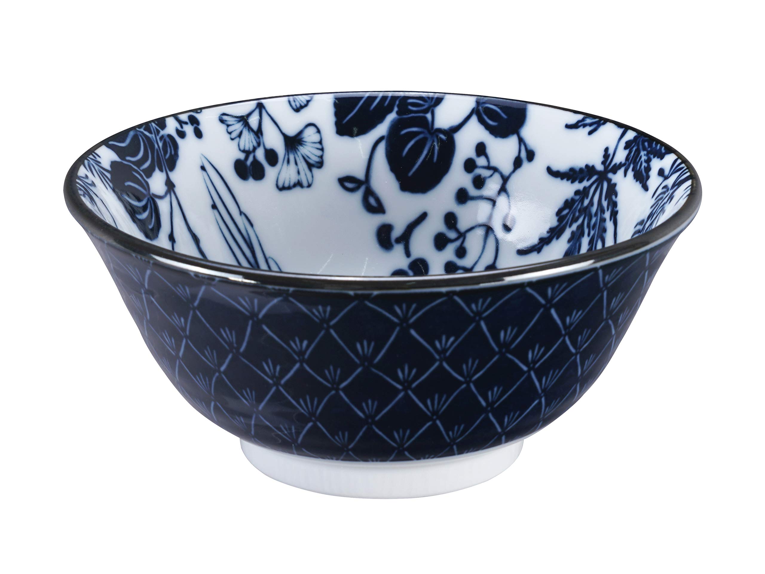 TOKYO design studio Flora Japonica 4-er Schalen-Set blau-weiß, Ø 14,8 cm, 7 cm hoch, ca. 500 ml, asiatisches Porzellan, Japanisches Blumen-Design, inkl. Geschenk-Verpackung