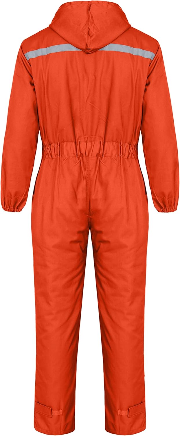 Winter Coveralls for Men 2 Pieces Long Sleeve Work Suit Mechanic Jumpsuit Insulated Coverall with Hood - Image 2
