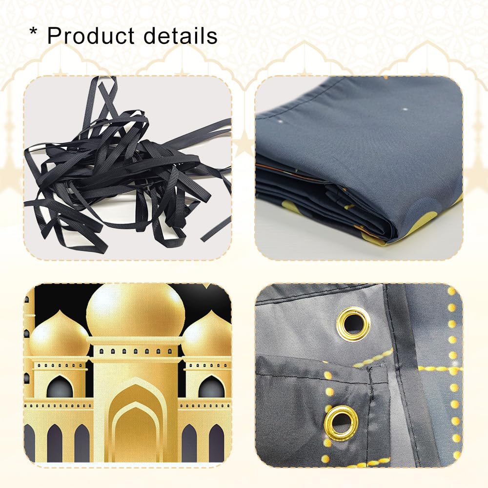 Ramadan Mubarak Decoration Banner, Eid Mubarak Banner for Home Ramadan Mubarak Decoration 2026 Indoor Outdoor,300 * 50cm-Gold& Black - Image 4