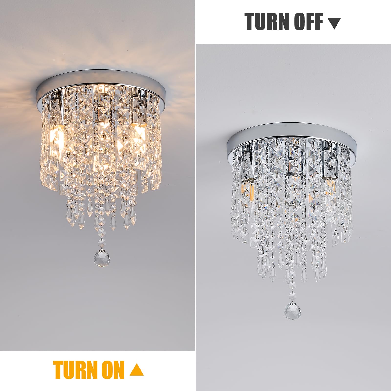 Dellemade Crystal Ceiling Lighting Fixture,Mini Flush Mount Ceiling Light, Modern Crystal Chandelier for Living Room,Kitchen - Image 4
