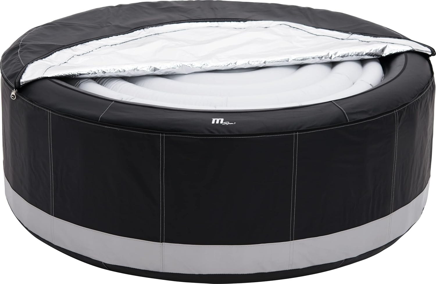 MSpa Camaro hot tub with its cover partially installed