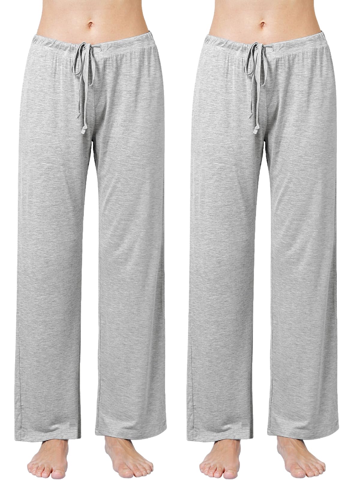 Ymmchy Damen Schlafanzughose Lang Pyjamahose Bequem Freizeithose Weich Nachtwäsche Hose mit Taschen 2-Pack