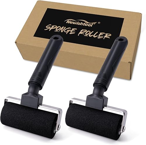 NEWISHTOOL Rodillo de costura de esponja de 4 pulgadas, rodillo de remache para envoltura de vinilo, paquete de 2 rodillos de espuma para envolver