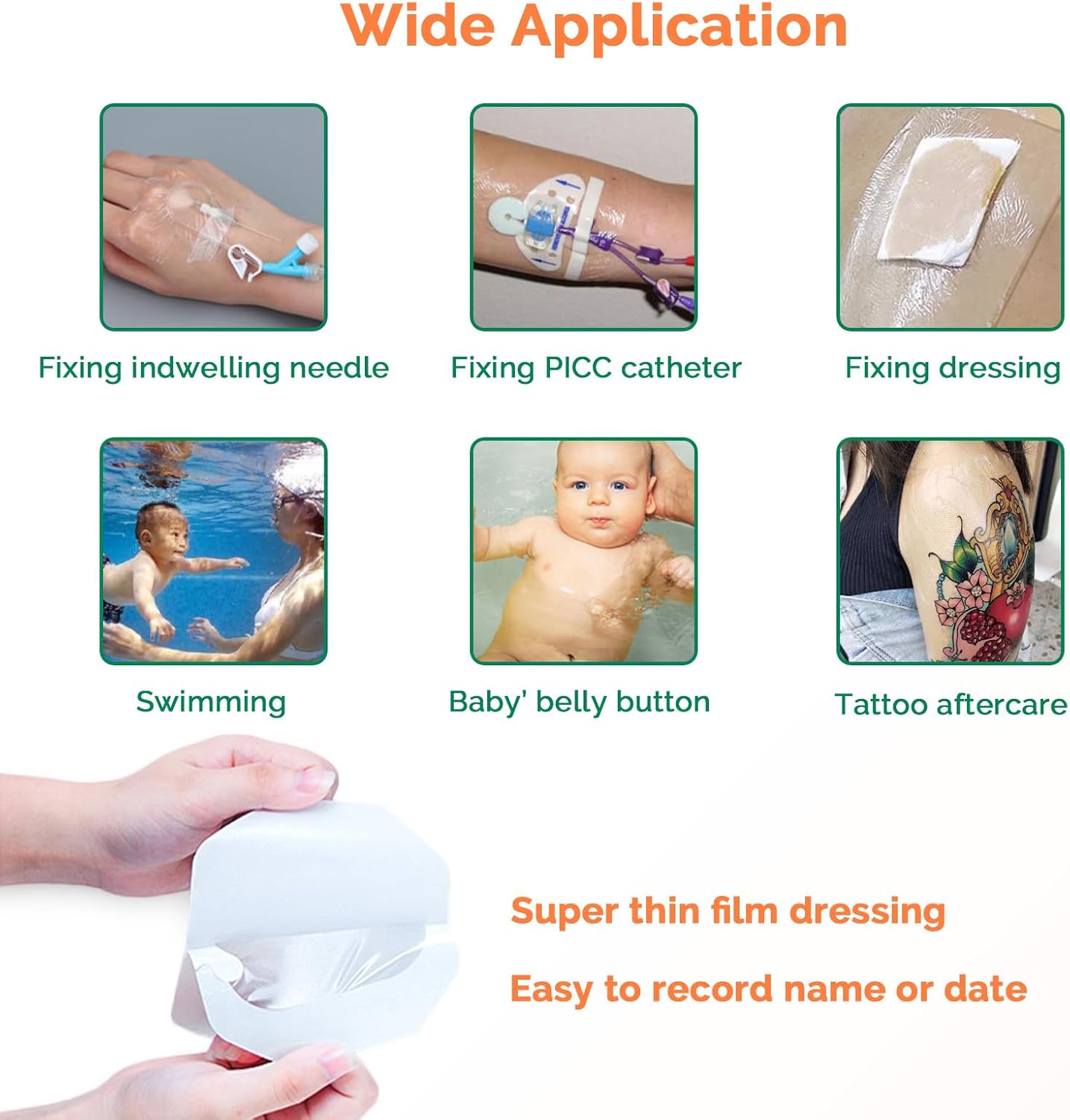 Transparent Film Dressing 6'' x 8'', 20 Packs Clear Waterproof Bandages for Wounds, Large Adhesive Patches Breathable Wound Cover for Post Surgical Shower Swimming Tattoo Aftercare IV Shield - Image 3